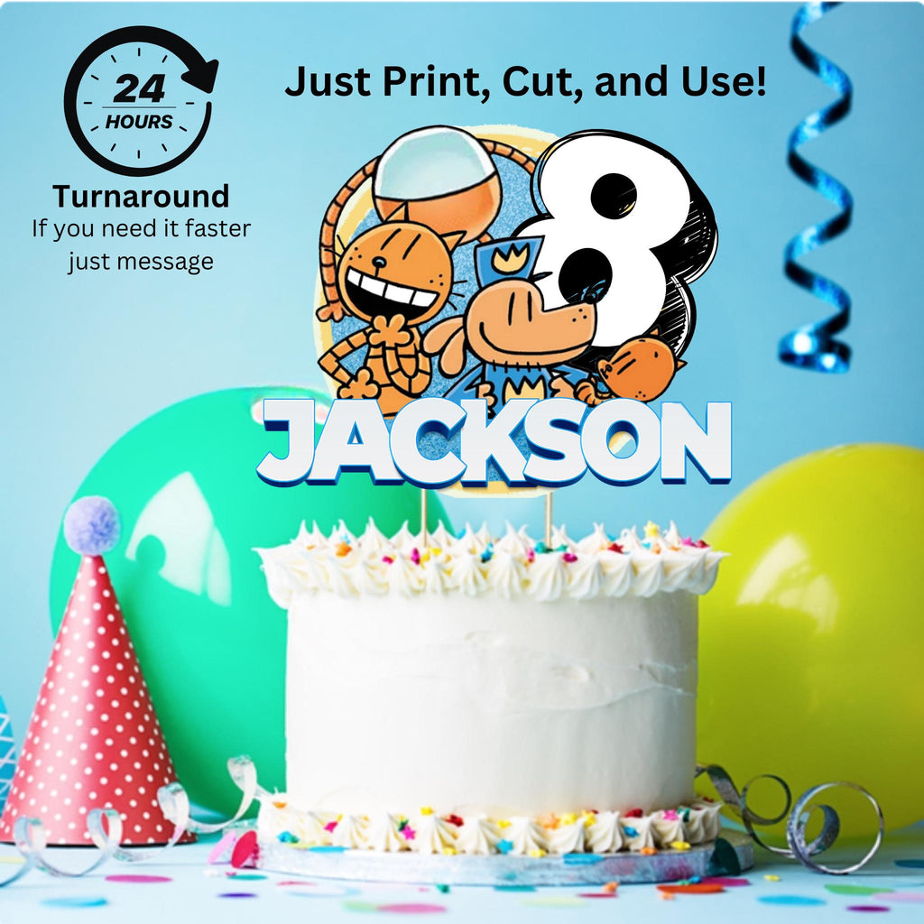 Personalized Dog Man Birthday Cake Topper, Custom Dog Man Superhero Party Decoration