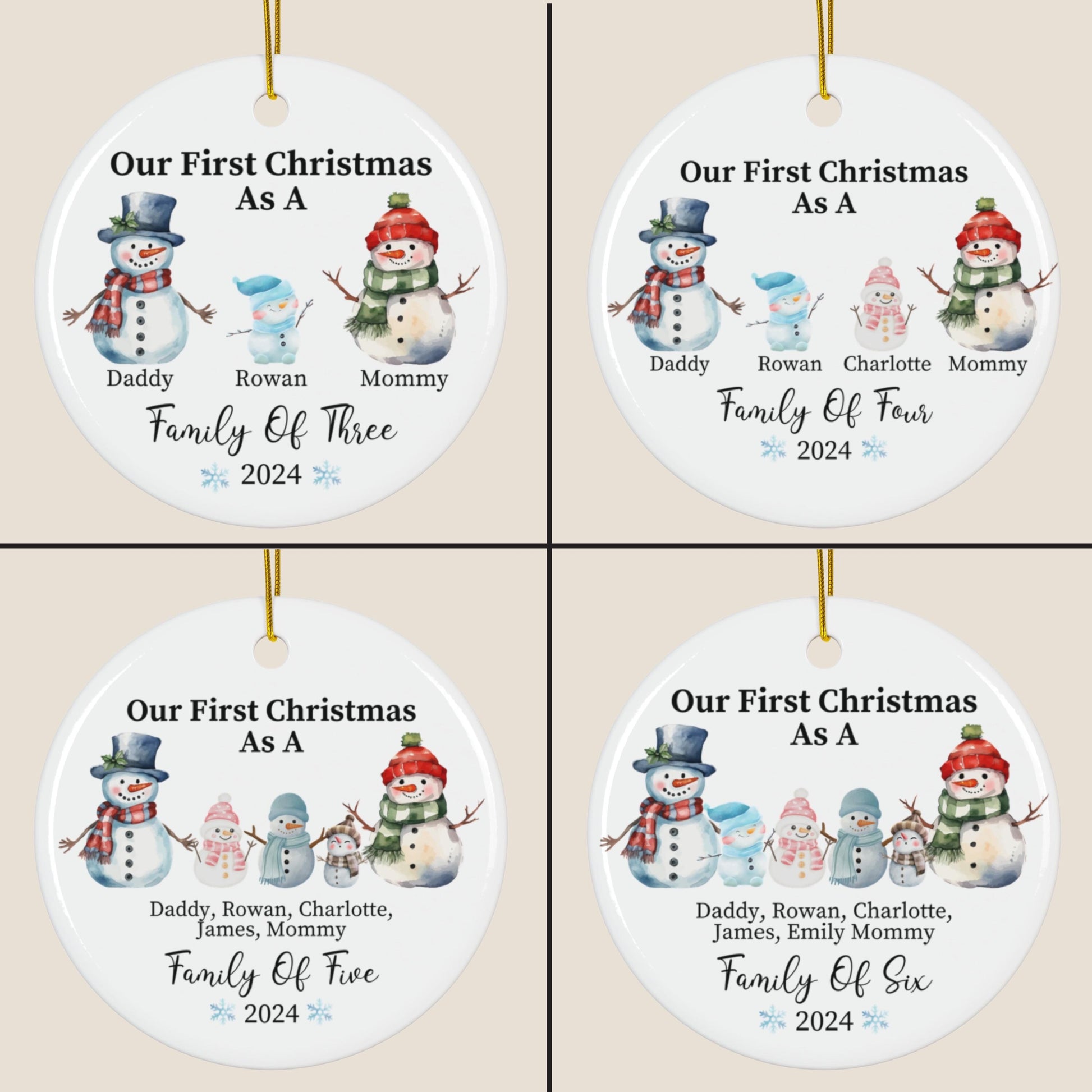 Family of Three Christmas Ornament, Family Ornament, Personalized Baby's First Christmas Ornament, First Christmas Family of 3 Ornament