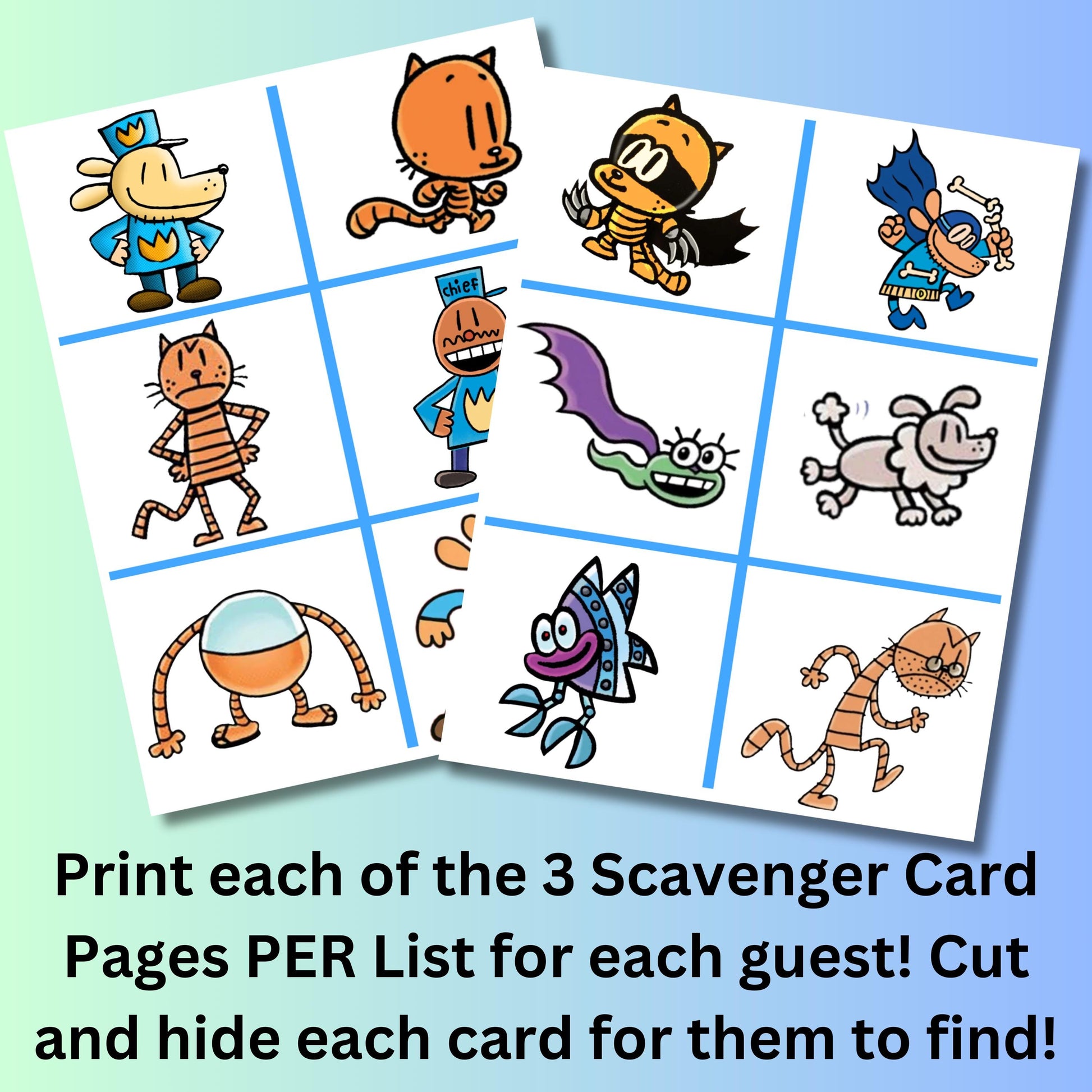 Dog Man Scavenger Hunt Game, Printable Dog Man Party Game, Dogman Birthday Game, Dog Man Themed Party Favor, Dog Man Party Decor