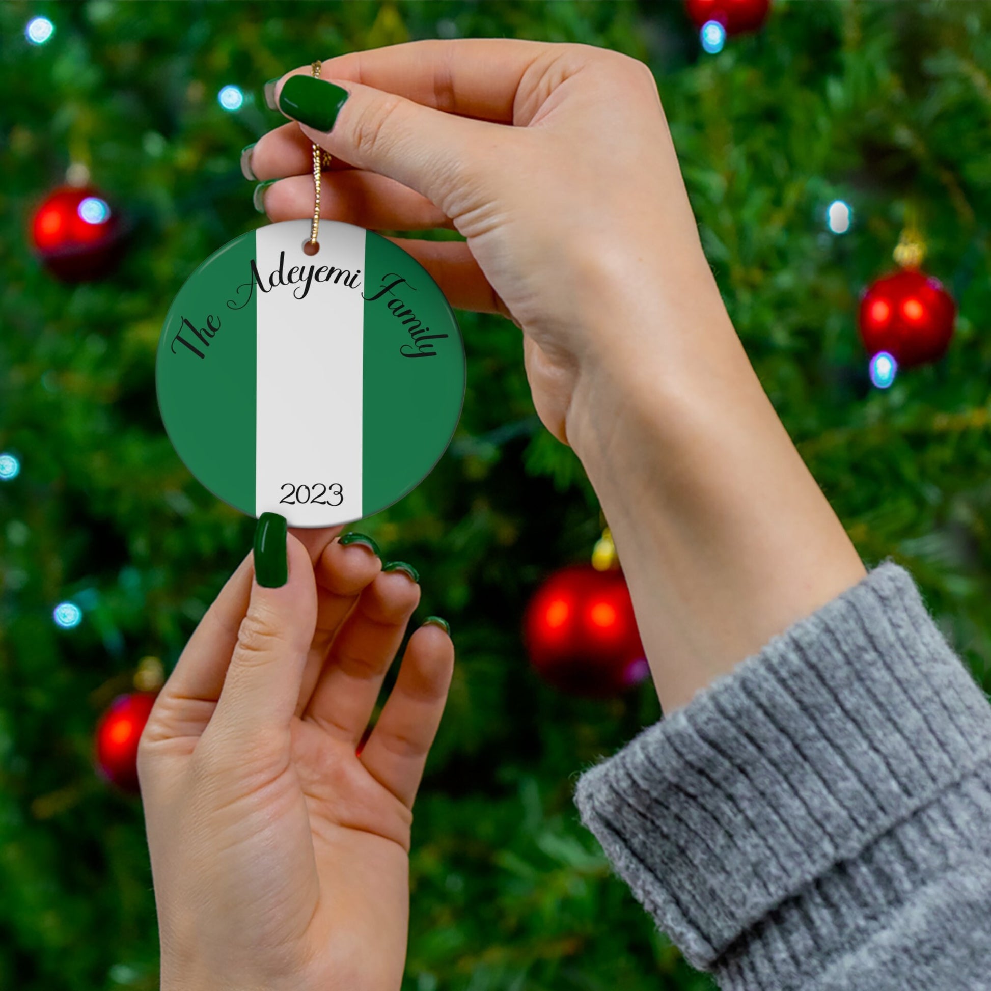 Personalized Nigeria Ceramic Christmas Ornament Nigerian Flag Inspired Porcelain Gift Holiday Decoration Africa World Heritage Travel Lover