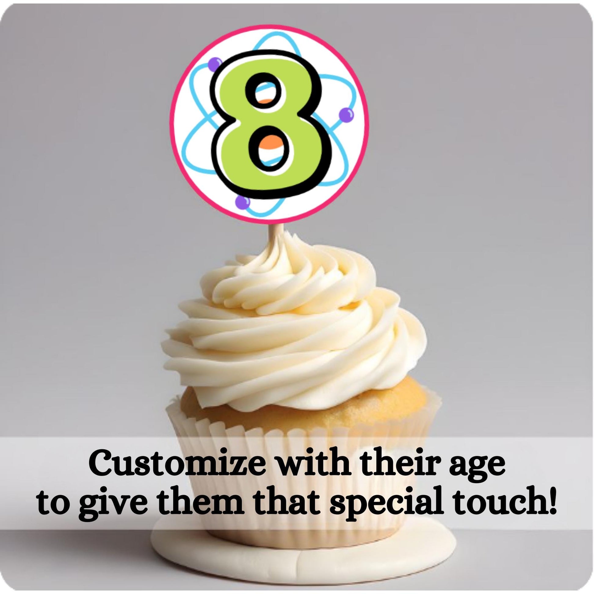 Personalized Science Party Cupcake Toppers, Science Lab Party Supplies, Mad Scientist Birthday Cupcake Toppers