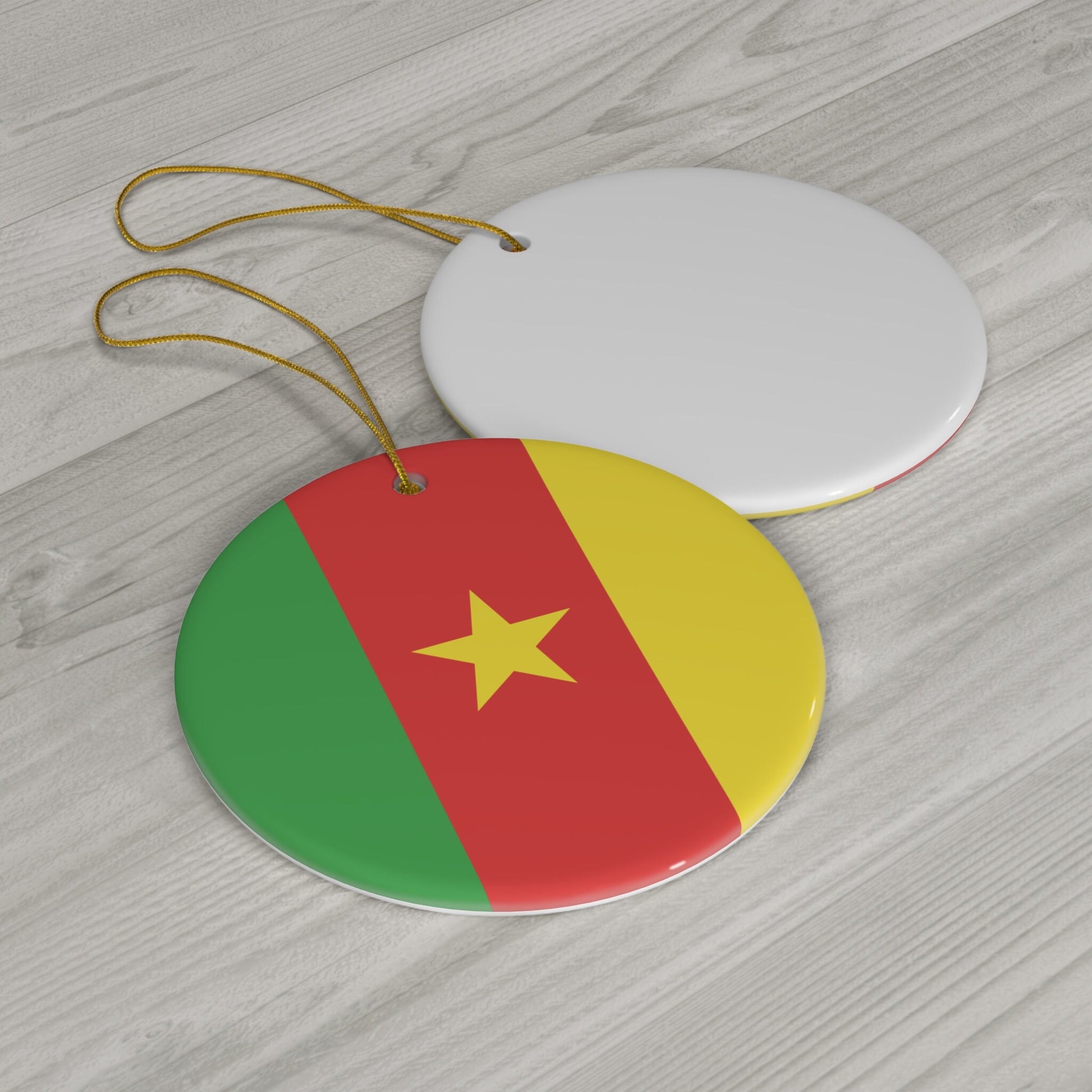Personalized Cameroon Ceramic Christmas Ornament Cameroonian Flag Porcelain Gift Holiday Decoration Africa World Heritage Travel Souvenir