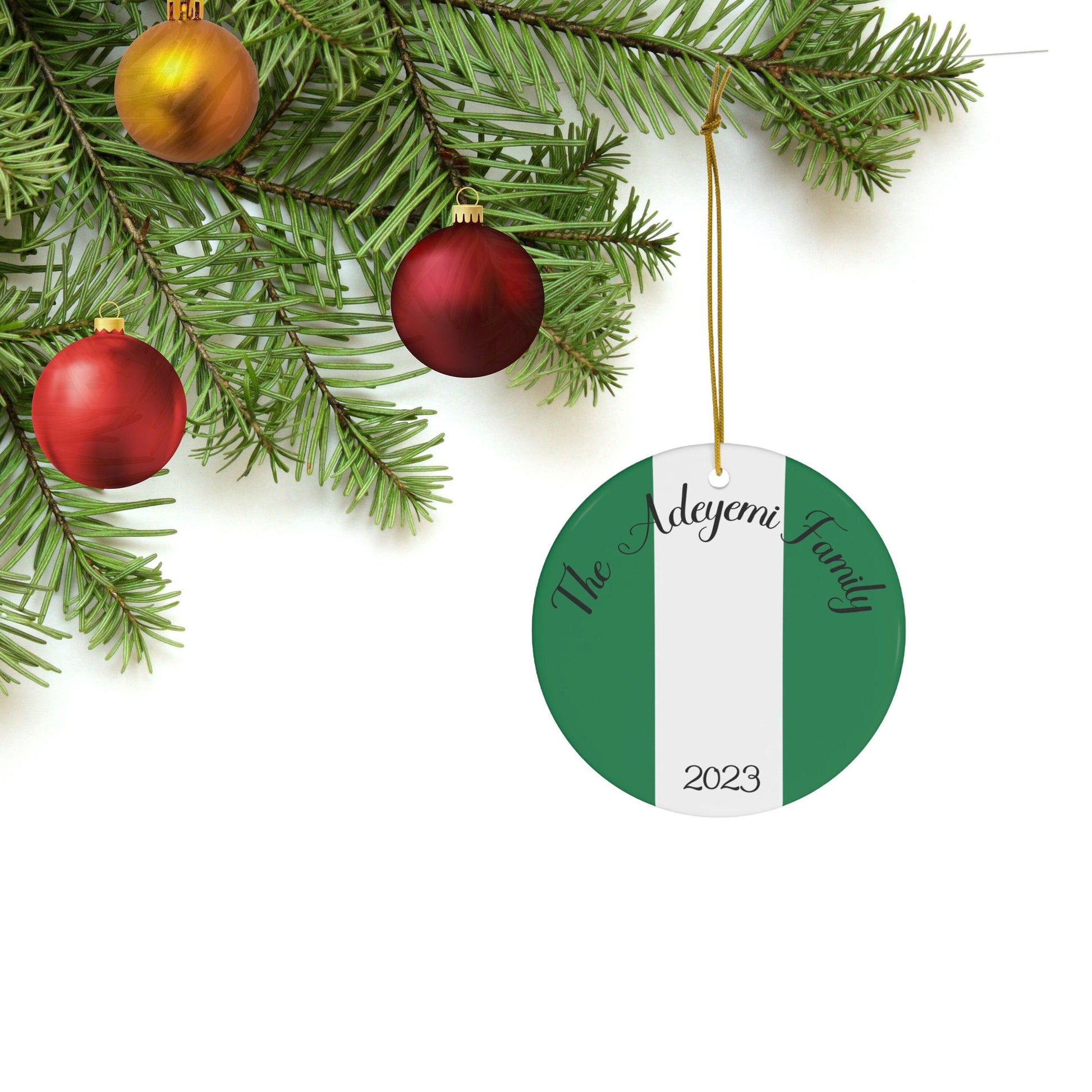 Personalized Nigeria Ceramic Christmas Ornament Nigerian Flag Inspired Porcelain Gift Holiday Decoration Africa World Heritage Travel Lover