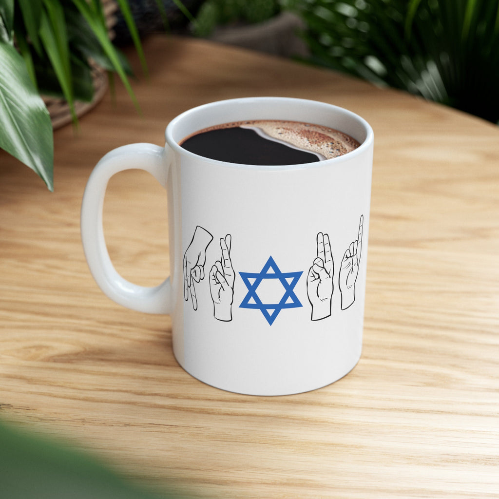 ASL Proud Jewish Mug, Sign Language Mug, Jewish Gift, Proud Jewish Star David, Magen David, Jewish Coffee Mug, ASL Gift, Deaf Coffee Lover