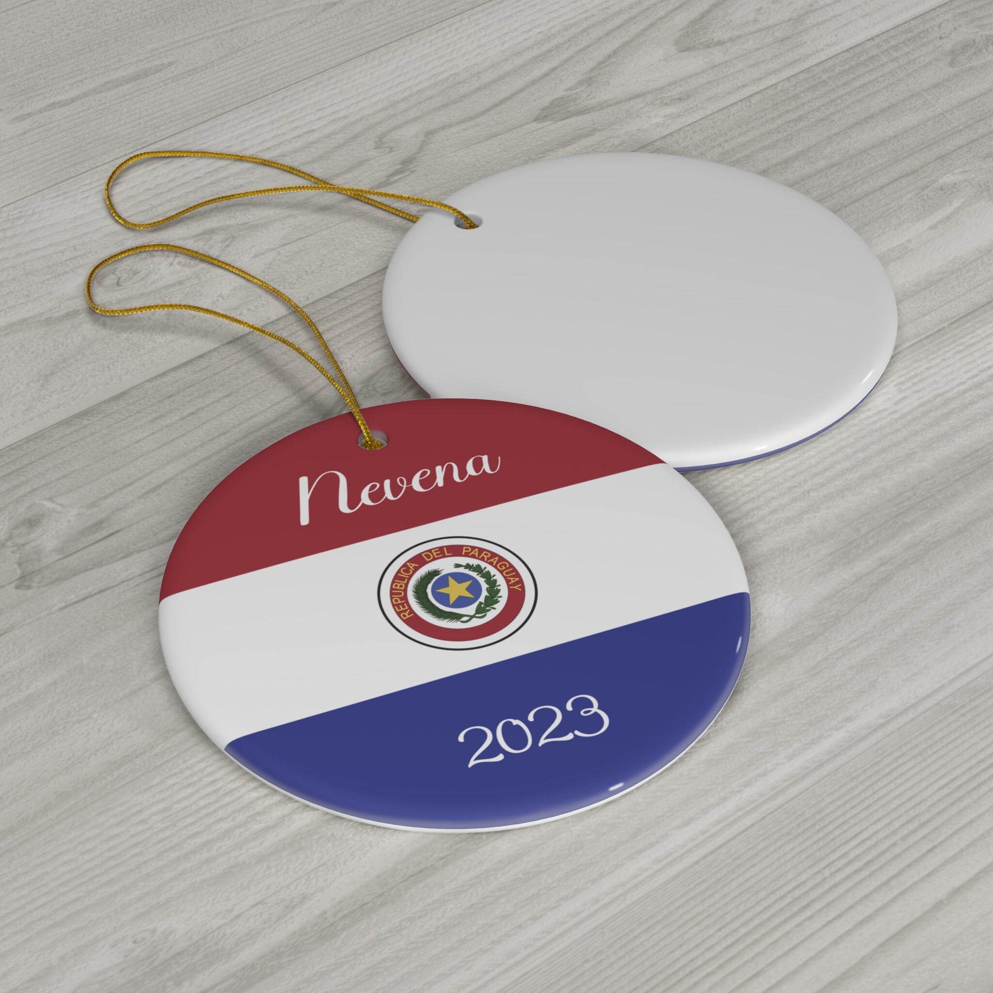 Personalized Paraguay Ceramic Christmas Ornament Paraguayan Flag Inspired Gift Holiday Decoration South America World Heritage Travel Themed