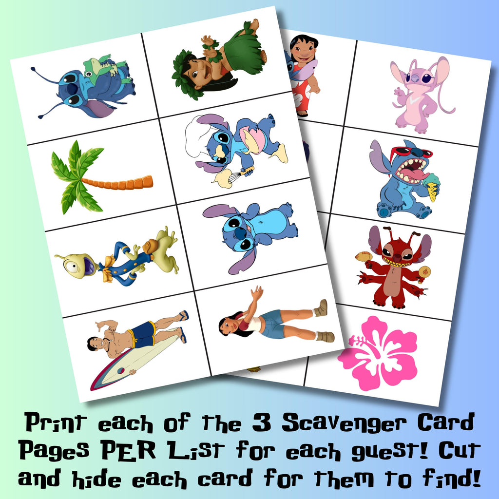 Stitch Printable Scavenger Hunt, Stitch Lilo Party Game, Stitch Birthday Scavenger Hunt Game, Instant Download, Lilo Stitch Treasure Hunt