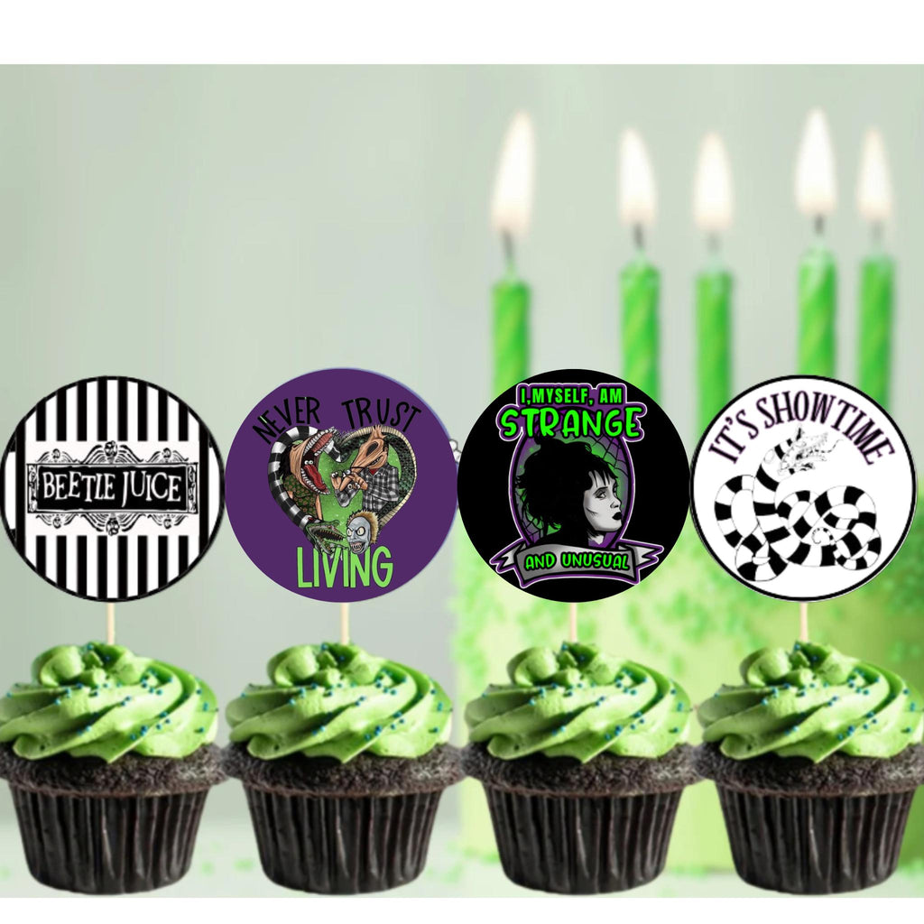 Personalized Beetlejuice Cupcake Toppers, Custom Beetlejuice Birthday Party Decoration