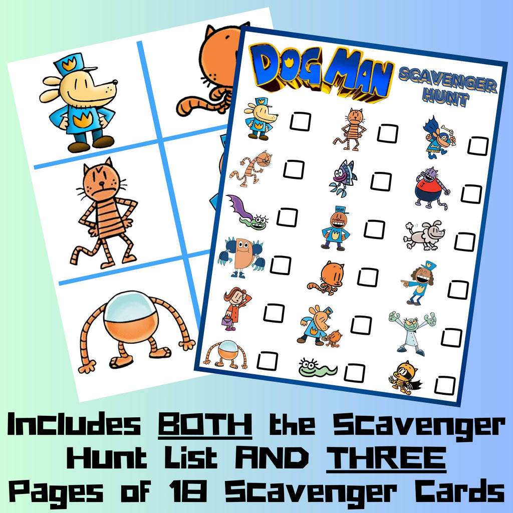 Dog Man Scavenger Hunt Game, Printable Dog Man Party Game, Dogman Birthday Game, Dog Man Themed Party Favor, Dog Man Party Decor