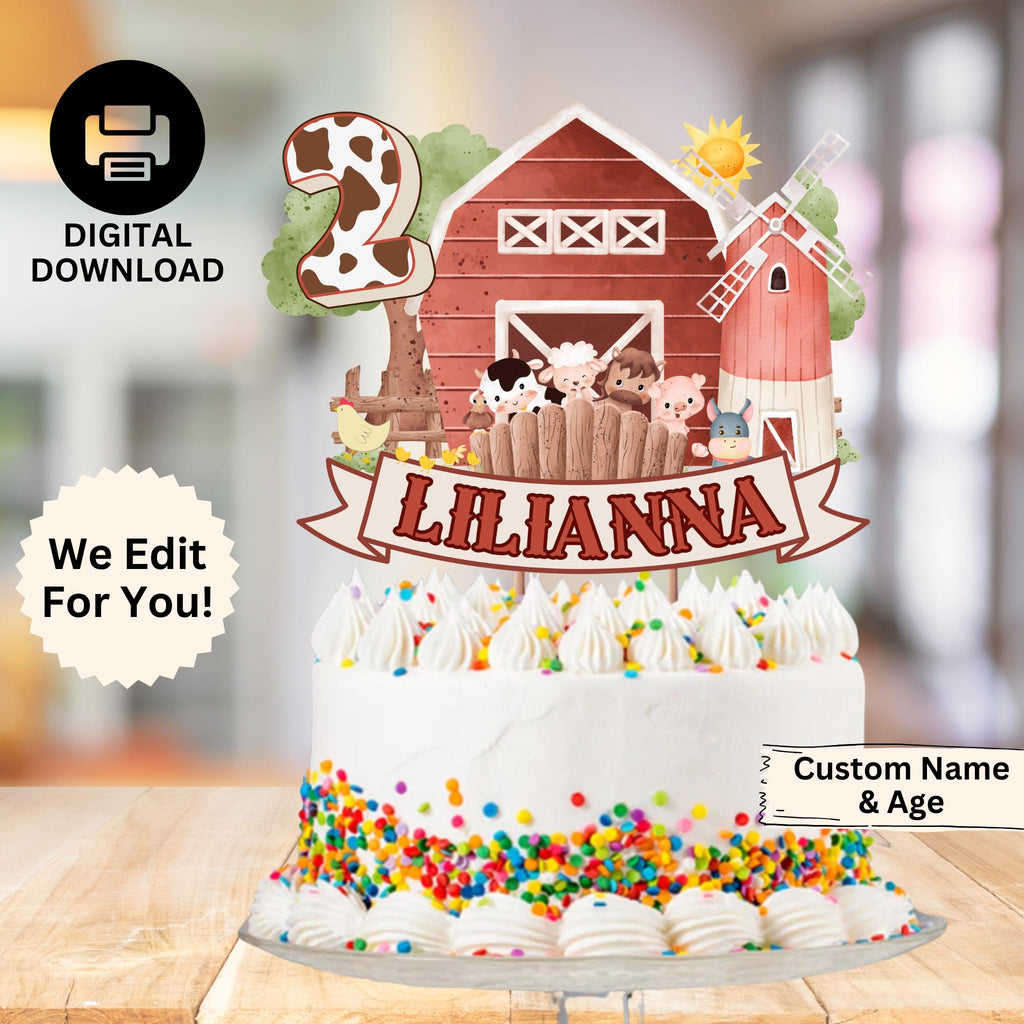 Personalized Farm Animal Birthday Cake Topper, Barnyard Birthday Cake Topper