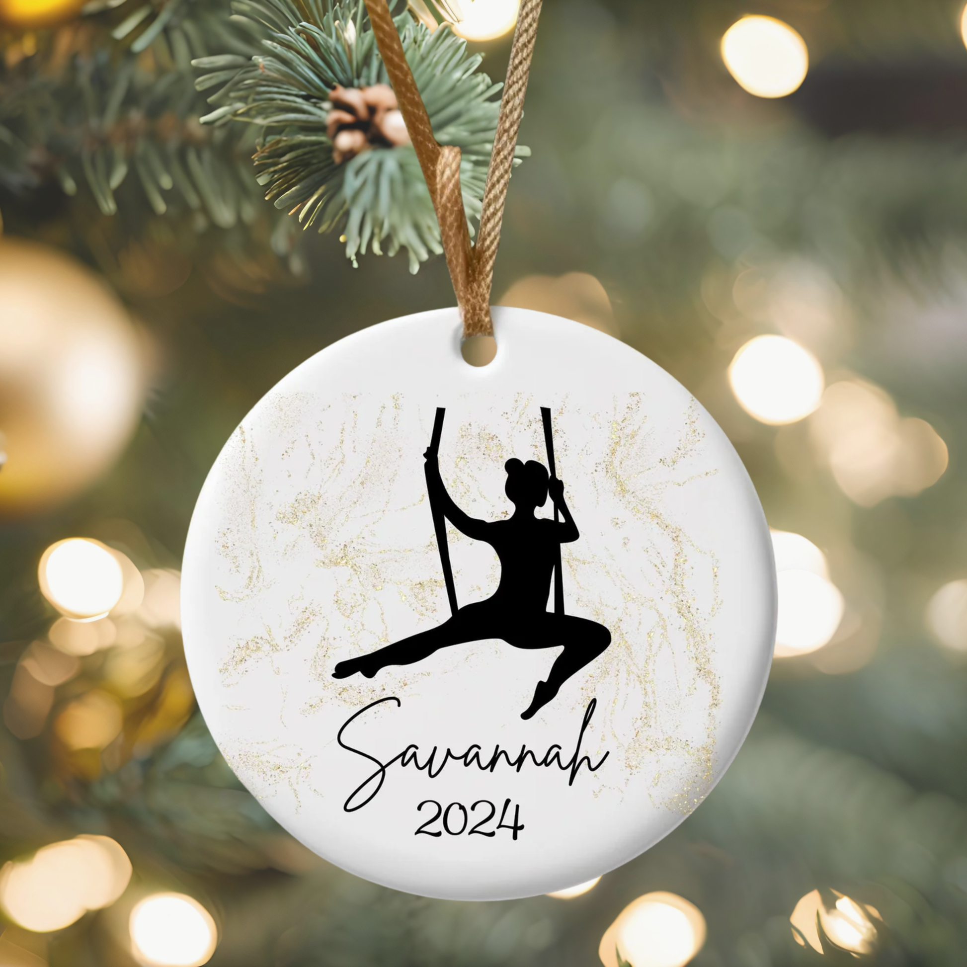 Personalized Aerial Dancer Ornament, Aerial Silks Christmas ornament, Gift for Aerial Lyra Hoop Silk Trapeze Pole Dancer, Aerialist Gift