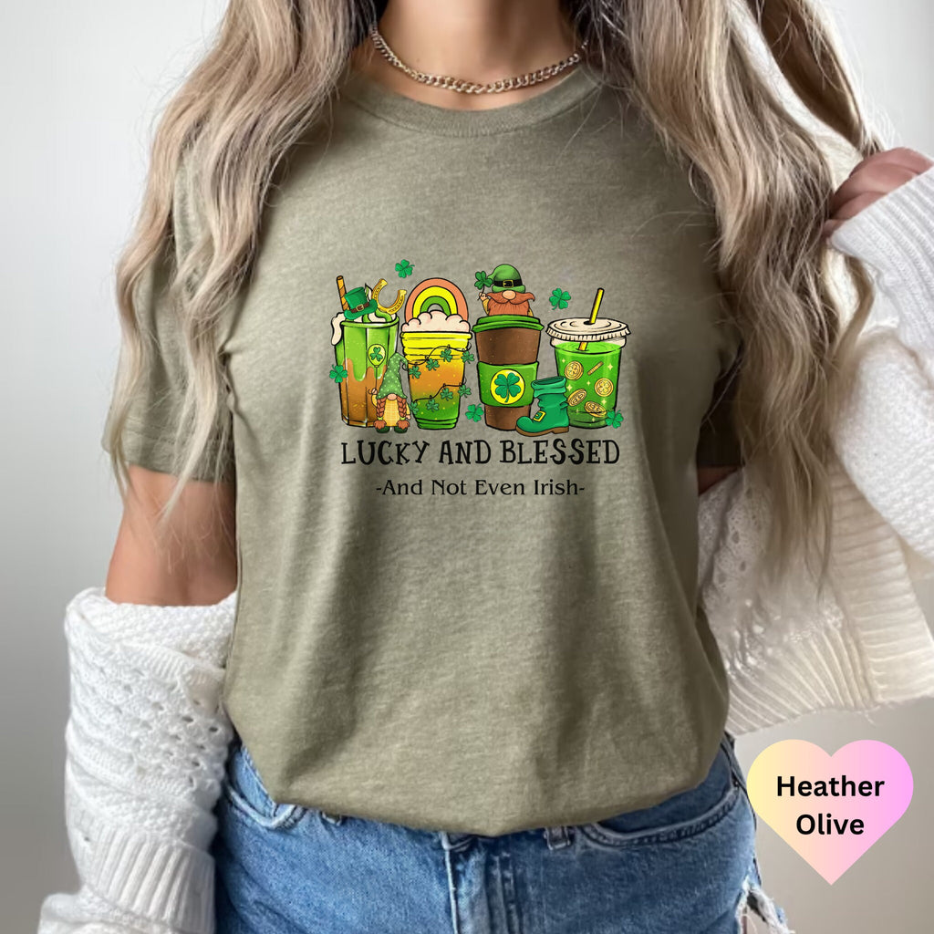 St. Patrick's Coffee Shirt, Lucky Latte Shirt, Shamrock Shirt, Lucky T-shirt, Lucky and Blessed, Coffee Shirt, Funny St. Patty's Day Shirt