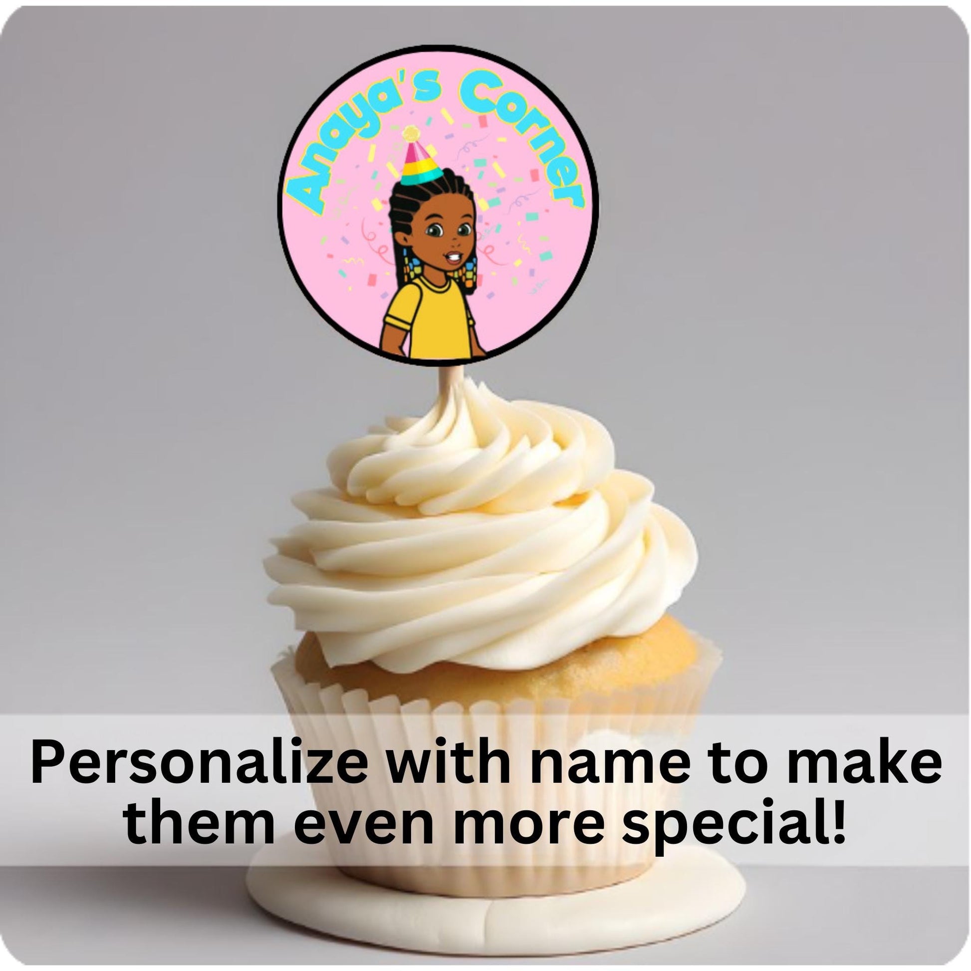 Personalized Gracie's Corner Cupcake Toppers, Customized Name and Age Gracie's Corner Toppers, Gracie's Corner Birthday Decor