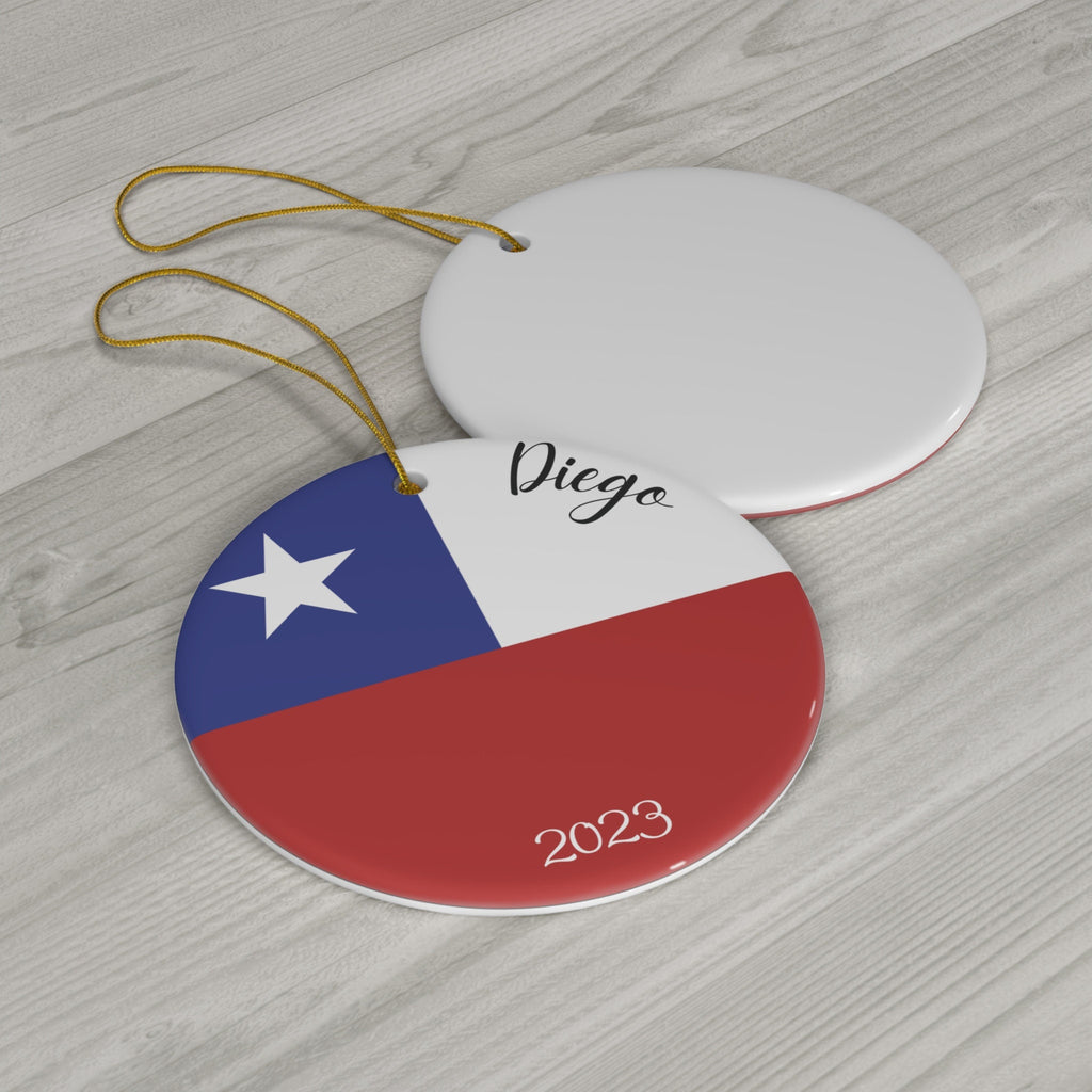 Personalized Chile Ceramic Christmas Ornament Chilean Flag Inspired Porcelain Gift Holiday Decoration South American Travel Souvenir Latina