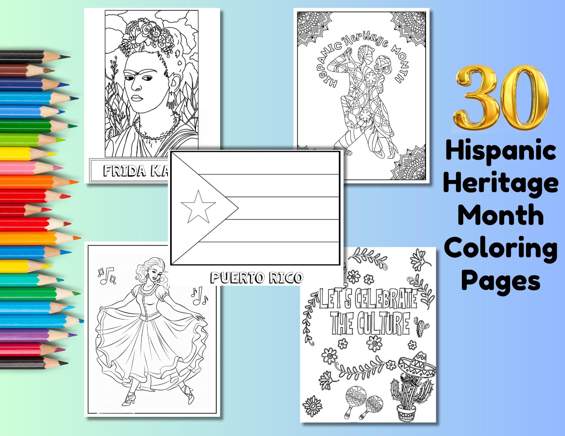 Hispanic Heritage Month Coloring Pages, Spanish Speaking Countries, Latino Leaders Classroom Decor, Latino Heritage Month Flags Coloring