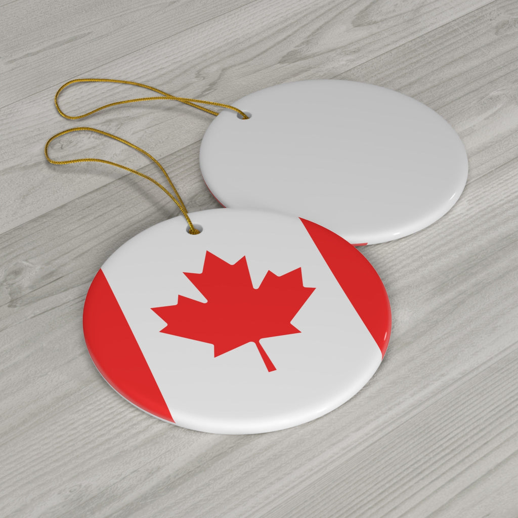 Personalized Canada Ceramic Ornament Christmas Decor Holiday Decorations Canadian Flag Print Maple Leaf Red White World Travel Gift Souvenir