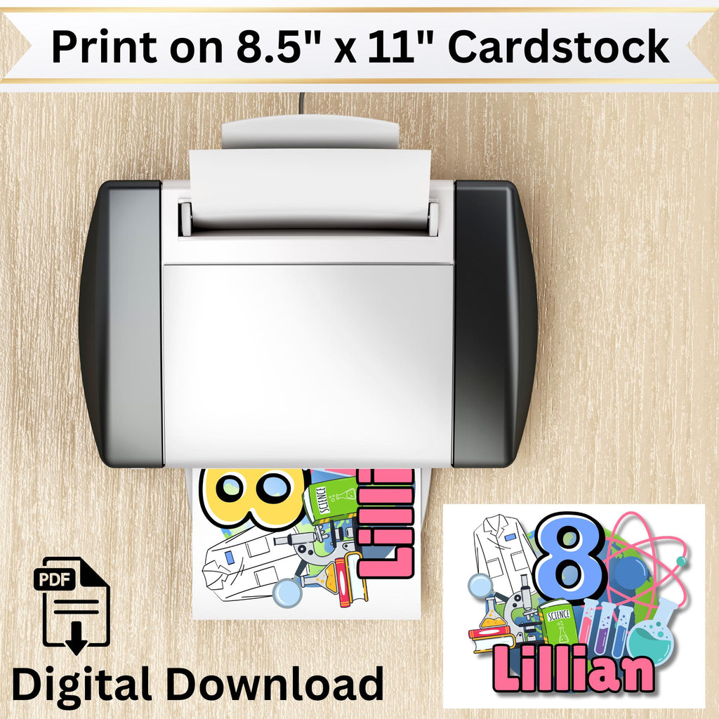 Personalized Science Birthday Theme Cake Topper, STEM Party Decor