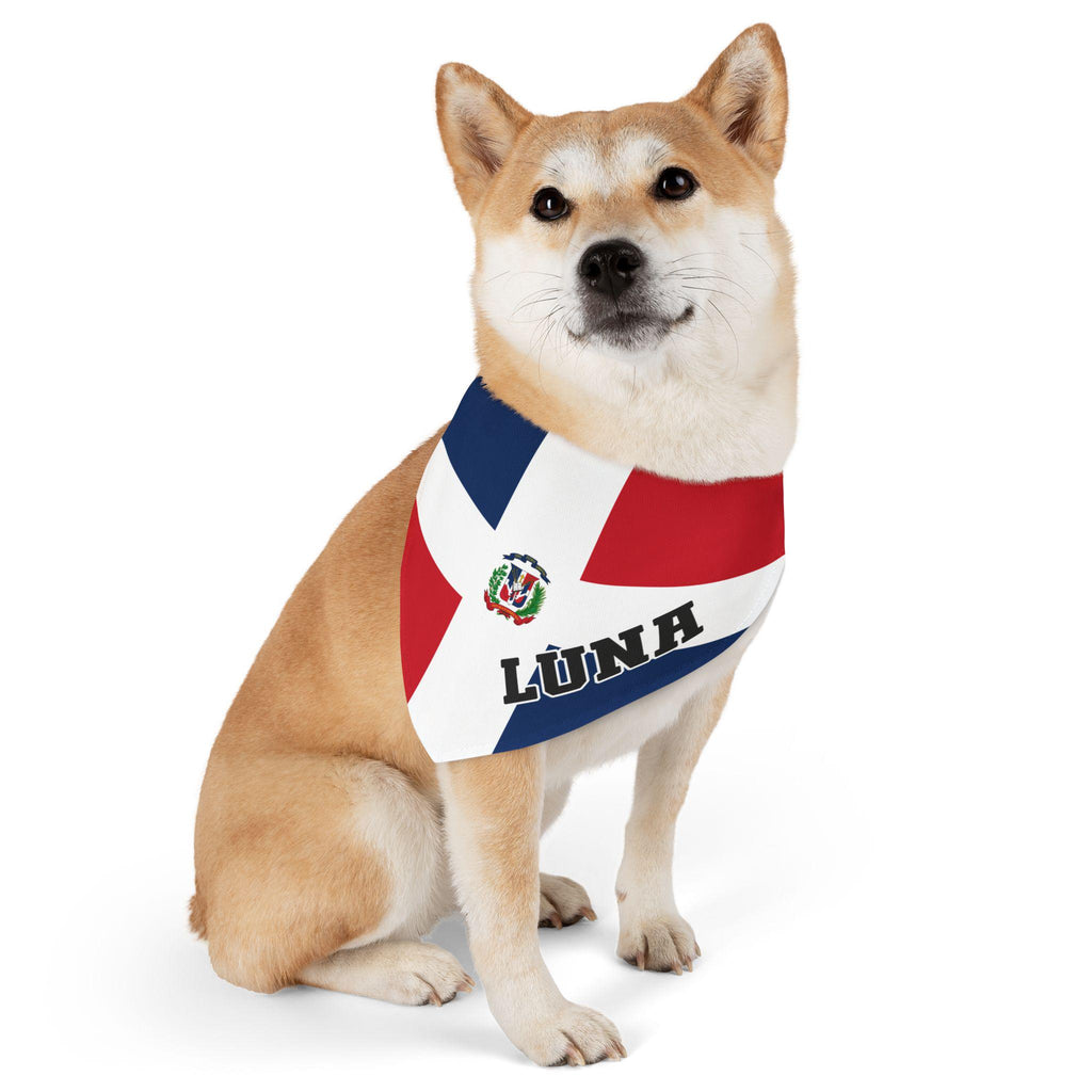 Dominican Flag Personalized Pet Bandana, Add Your Pet's Name, Pet Scarf, Dog Gift, Flag Bandana with Name, Dominican Republic Flag Bandana