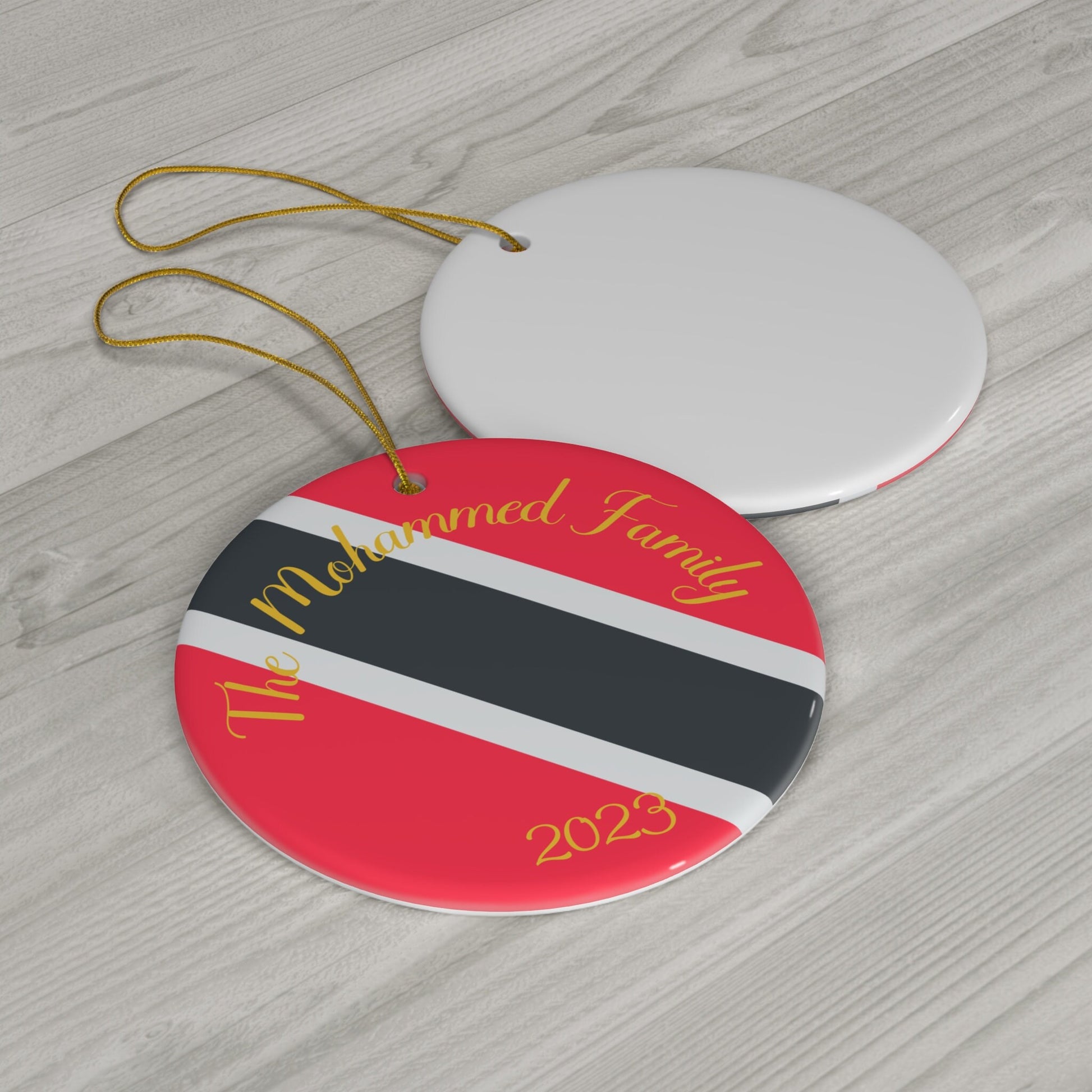 Personalized Trinidad & Tobago Ceramic Christmas Ornament Trinidadian Trini Flag Round Porcelain Gift Holiday Decoration World Heritage