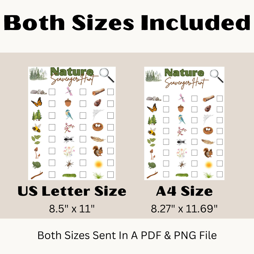 Nature Scavenger Hunt, Printable Instant Download Nature Treasure Hunt, Outdoor Indoor Nature Scavenger Hunt Game, Camping Scavenger Hunt