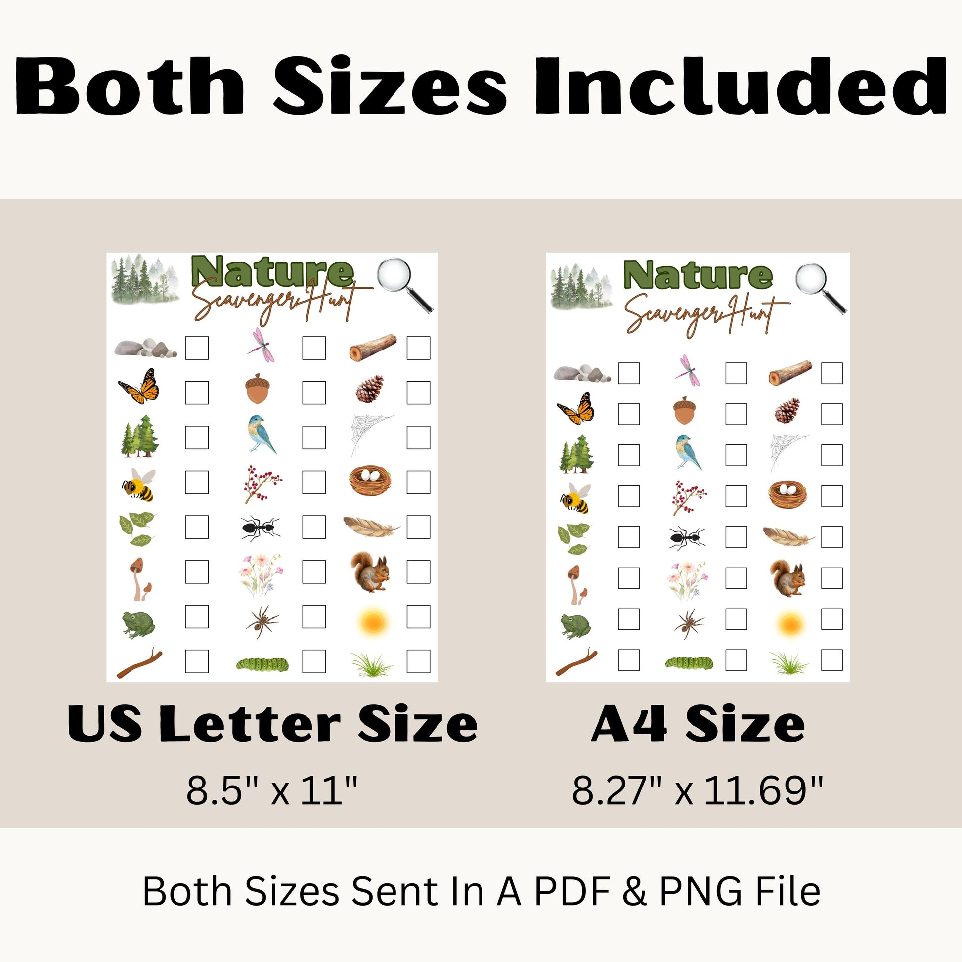 Nature Scavenger Hunt, Printable Instant Download Nature Treasure Hunt, Outdoor Indoor Nature Scavenger Hunt Game, Camping Scavenger Hunt