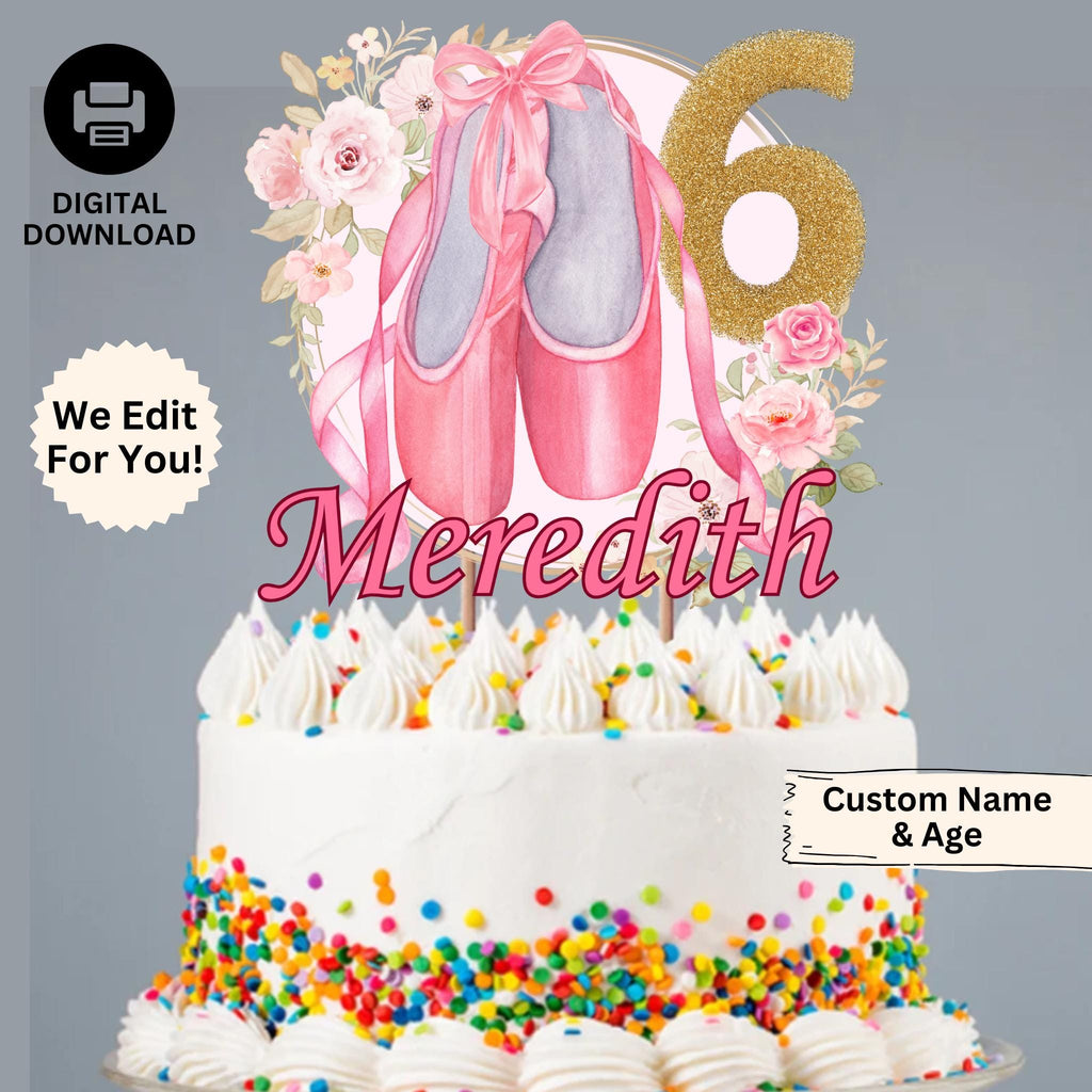 Personalized Ballet Birthday Cake Topper, Ballerina Cake Topper