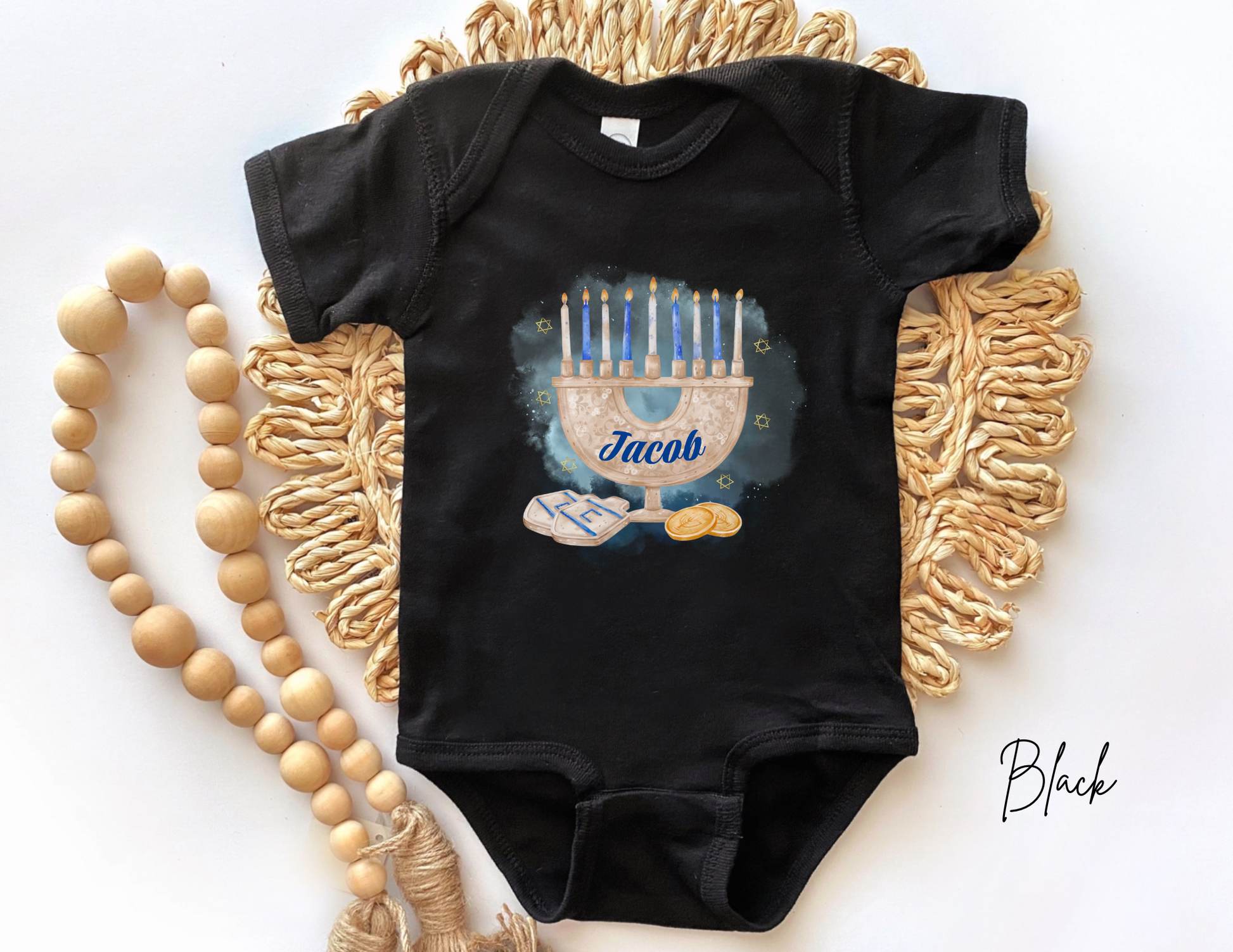 Personalized Menorah Hanukkah Kids Shirt, Toddler Chanukah T-shirt, Jewish Holiday Shirt, Custom Name Hanukkah Shirt