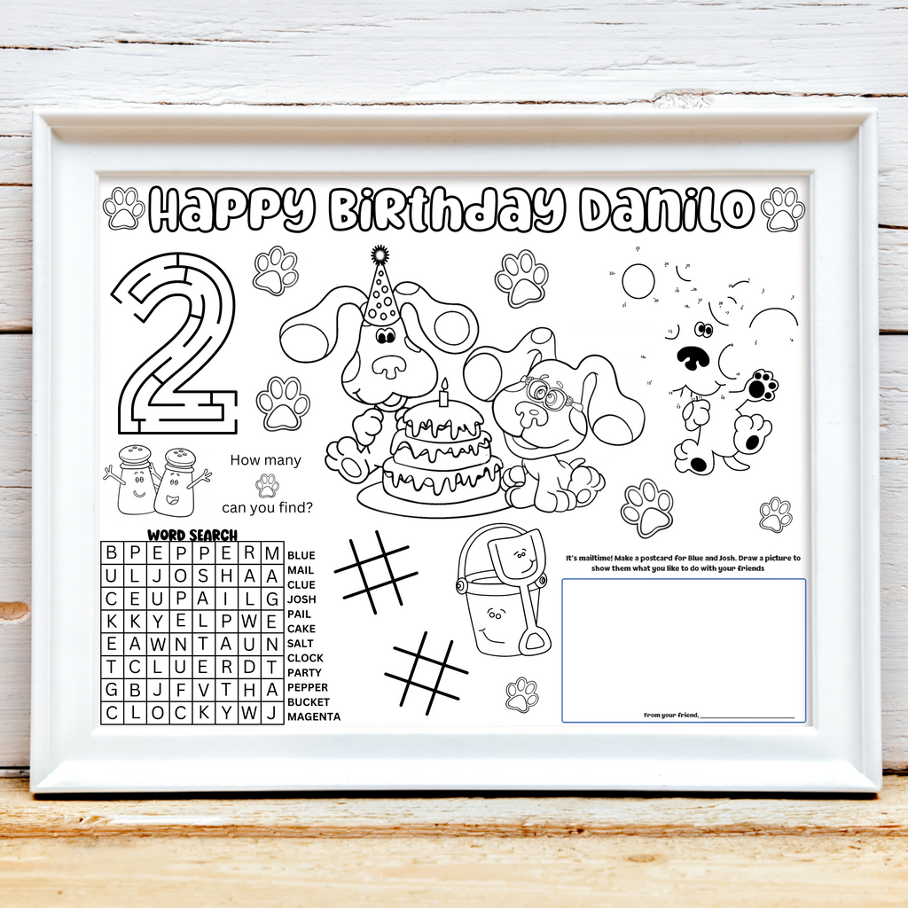Personalized Blues Clues Birthday Activity Placemat, Blues Clues Party Favor