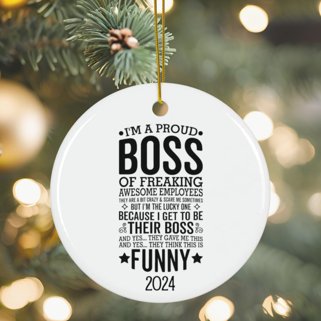 Custom Boss Christmas Ornament, Funny Sarcastic Boss Holiday Gift, Proud Boss Awesome Employees, Funny gift for Boss, Manager Appreciation