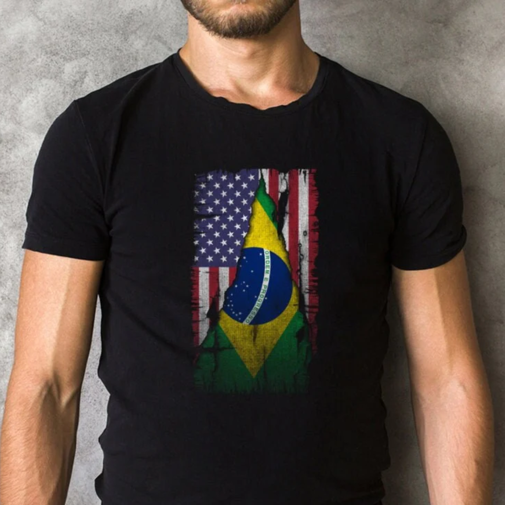 Brazilian Flag American Flag Shirt, Brazil Shirt, Brazilian Roots,Brazilian American Tee, Brasil shirt Brasileira T-Shirt,Gift for Brazilian