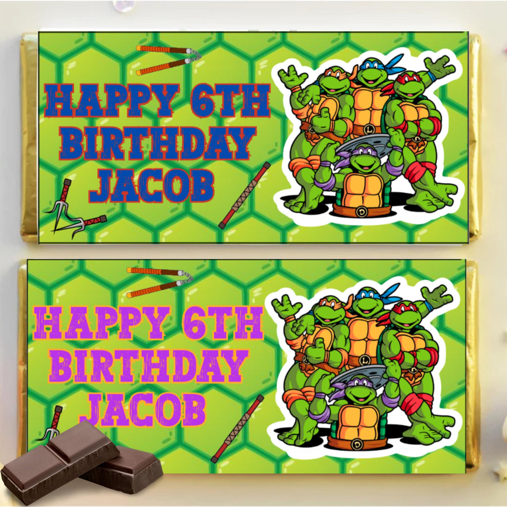 Personalized Teenage Ninja Turtle Chocolate Bar Wrapper Labels, Custom Ninja Turtle Chocolate Bar Wrappers, Ninja Turtle Party Decor