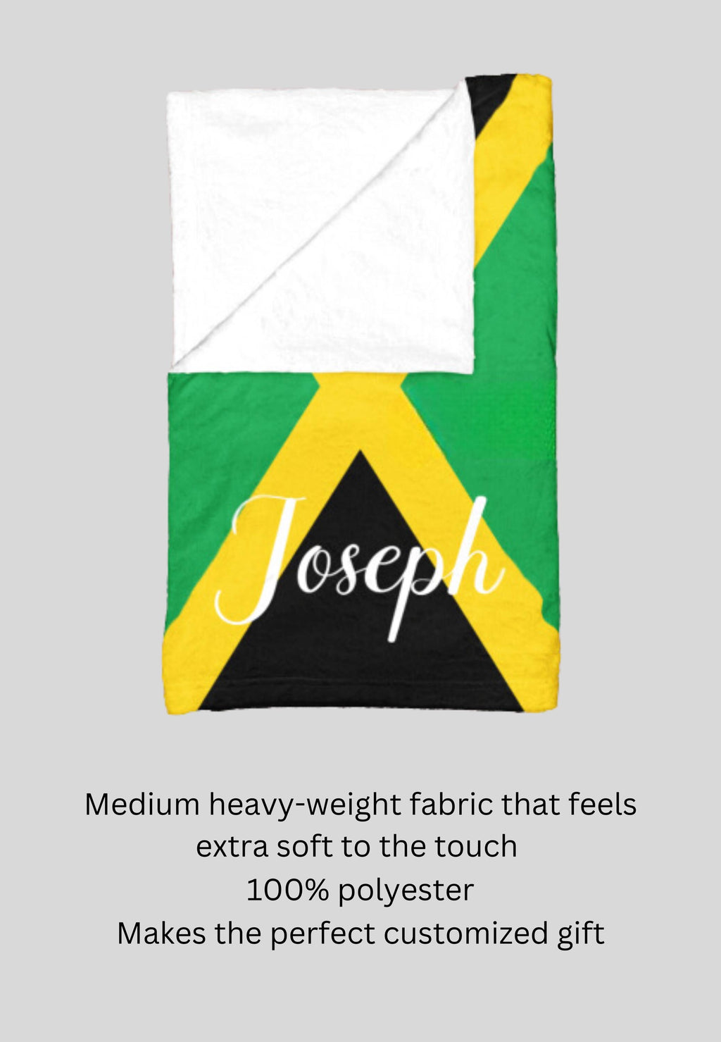 Personalized Jamaica Flag Blanket, Jamaica Velveteen Throw, Jamaican Gifts, Jamacia Decor, Custom Blanket, Gift for Jamaican, Jamaican Flag