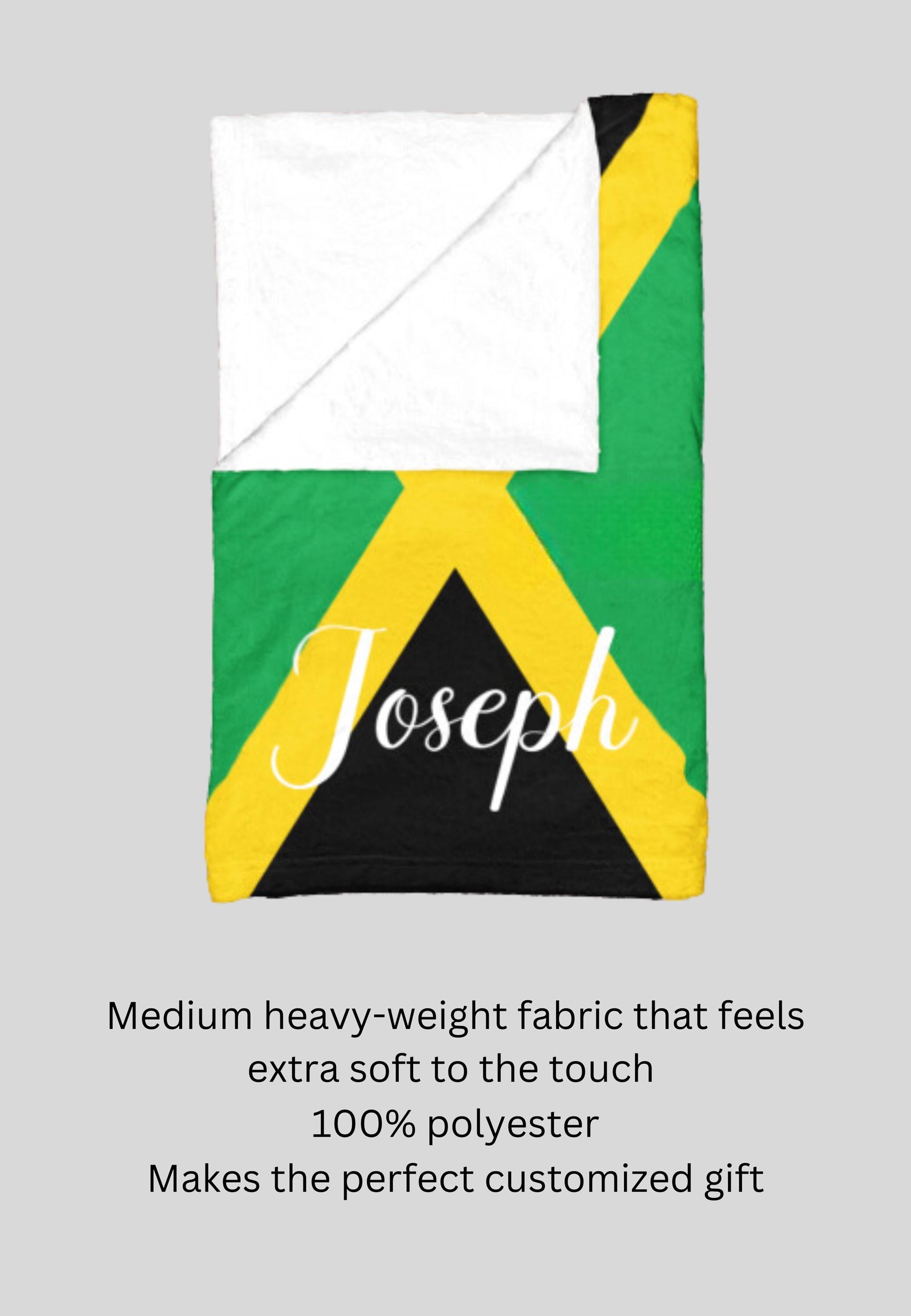 Personalized Jamaica Flag Blanket, Jamaica Velveteen Throw, Jamaican Gifts, Jamacia Decor, Custom Blanket, Gift for Jamaican, Jamaican Flag