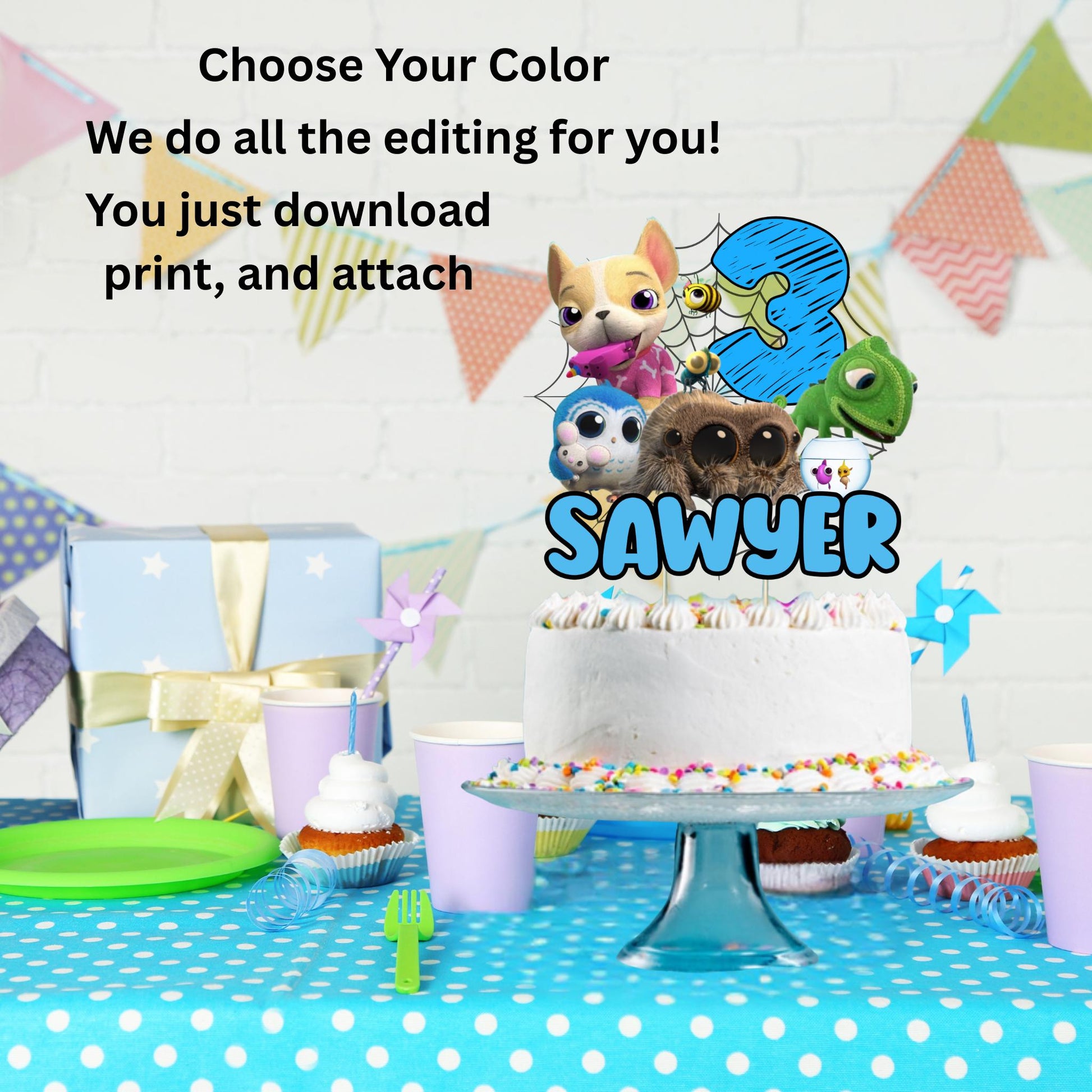 Personalized Lucas the Spider Cake Topper, Custom Lucas the Spider & Friends Party Decoration