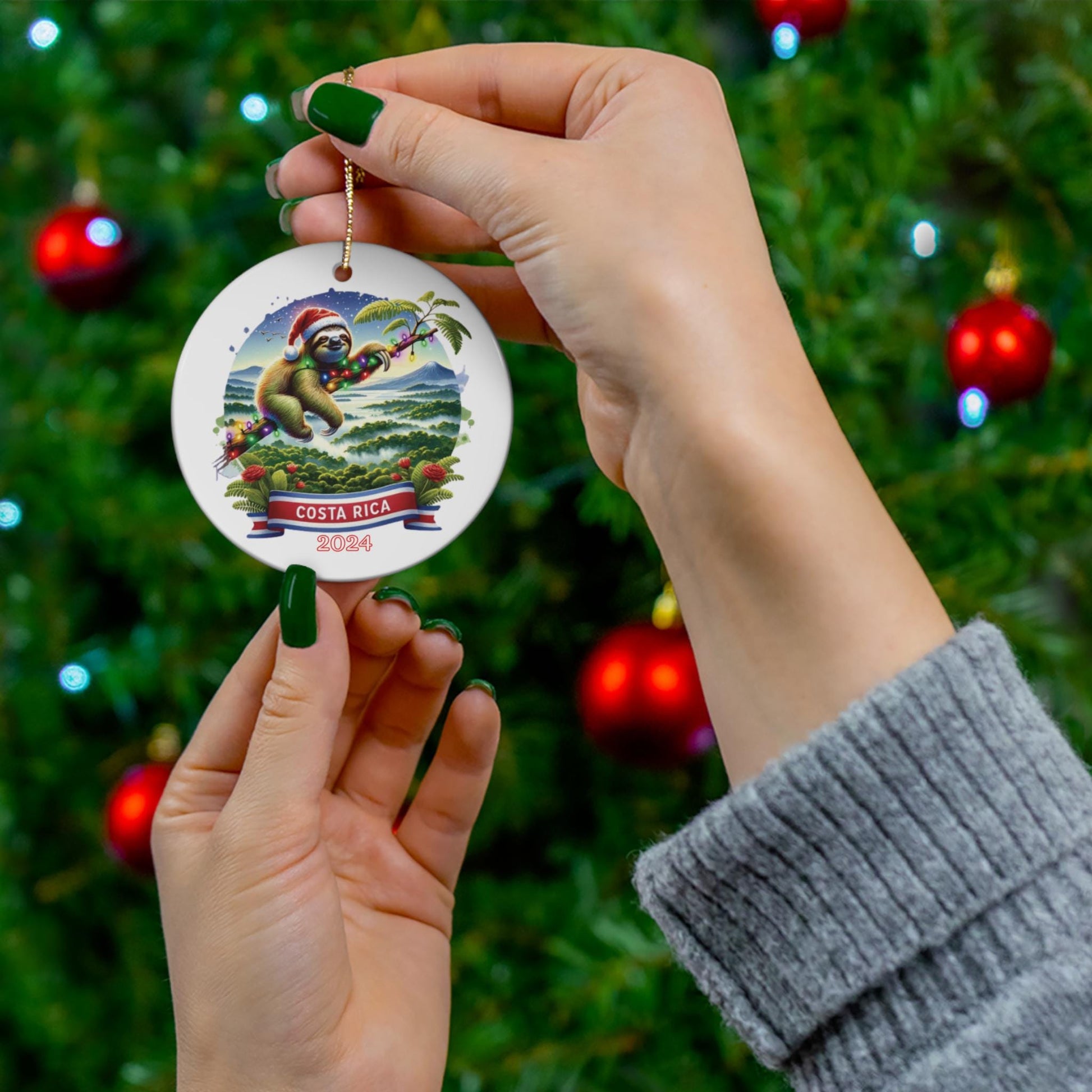Personalized Costa Rica Ornament, Costa Rica Christmas Ornament, Costa Rica Gift, Costa Rica Souvenir, Sloth Christmas Ornament, Honeymoon