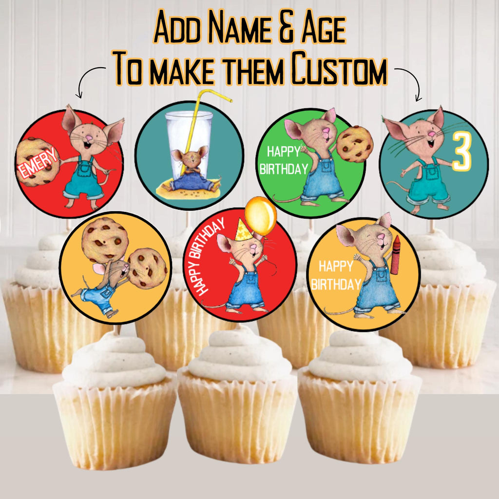 Personalized Give Mouse A Cookie Cupcake Toppers, Give A Mouse A Cookie Storybook Party Theme Decoration