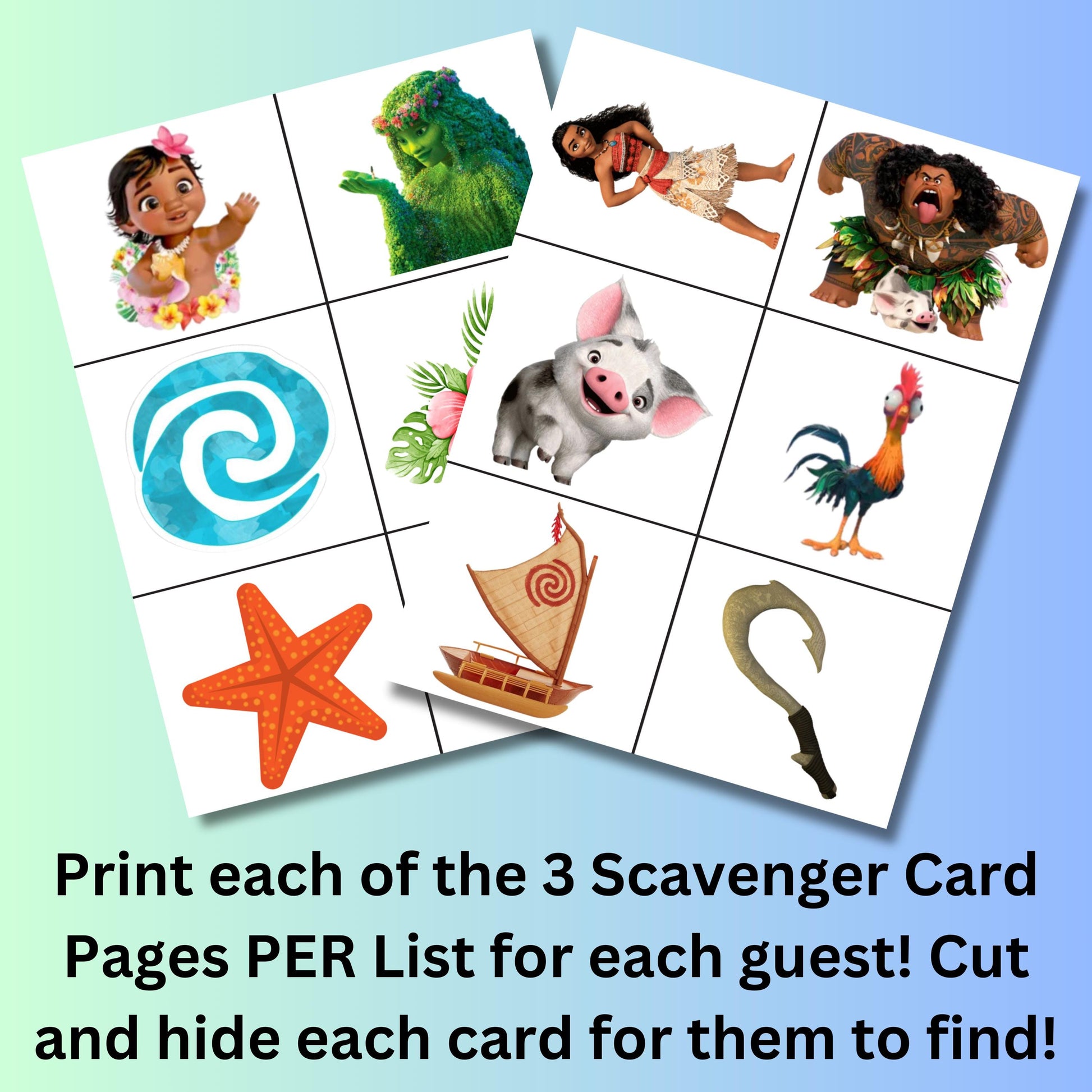 Moana Scavenger Hunt, Moana 2 Themed Birthday Party Game, Hawaiian Party Game, Moana Treasure Hunt, Printable Moana Activity,Moana Party Favor