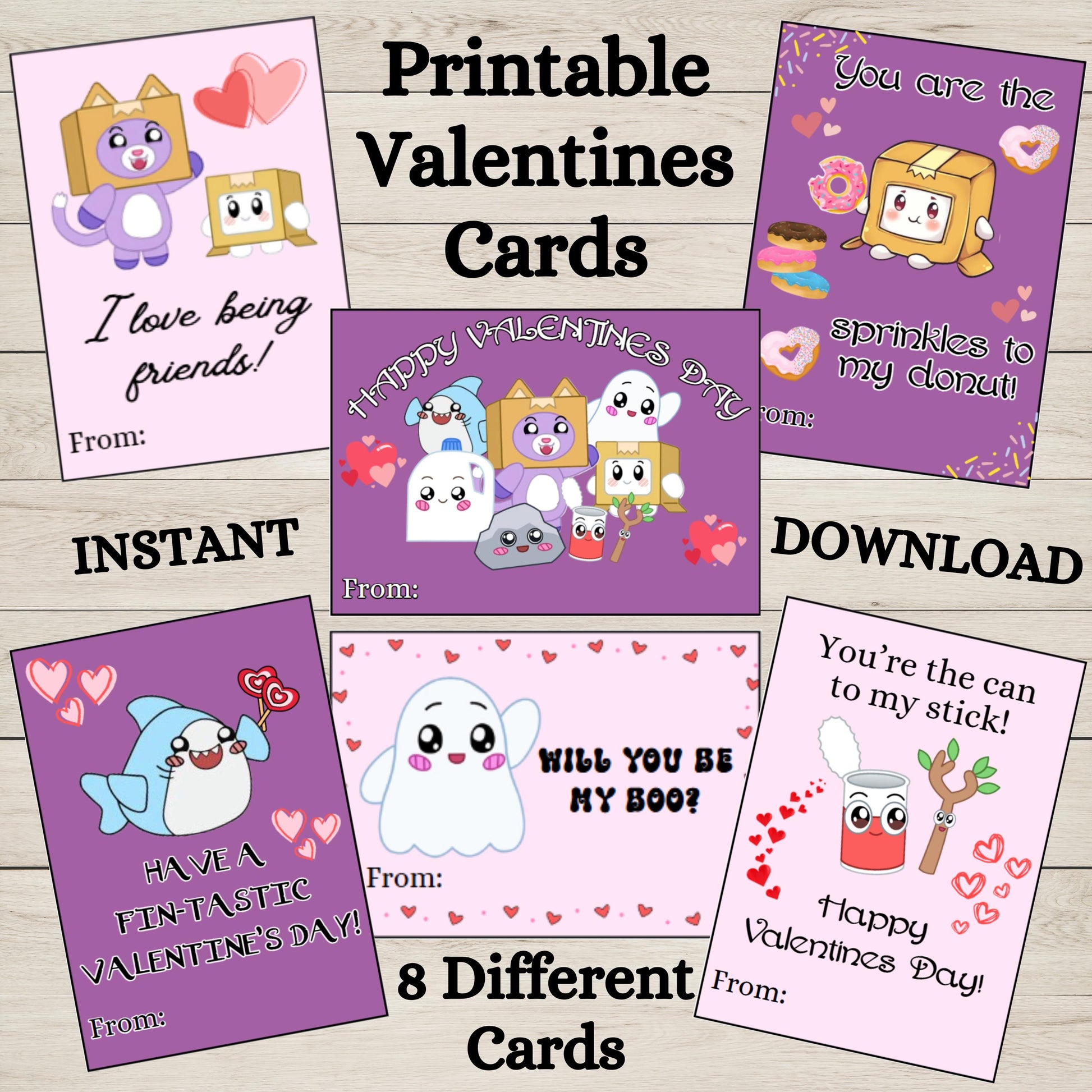 Lankybox Valentine's Day Cards, Foxy Boxy Valentines, School Valentines Day Cards