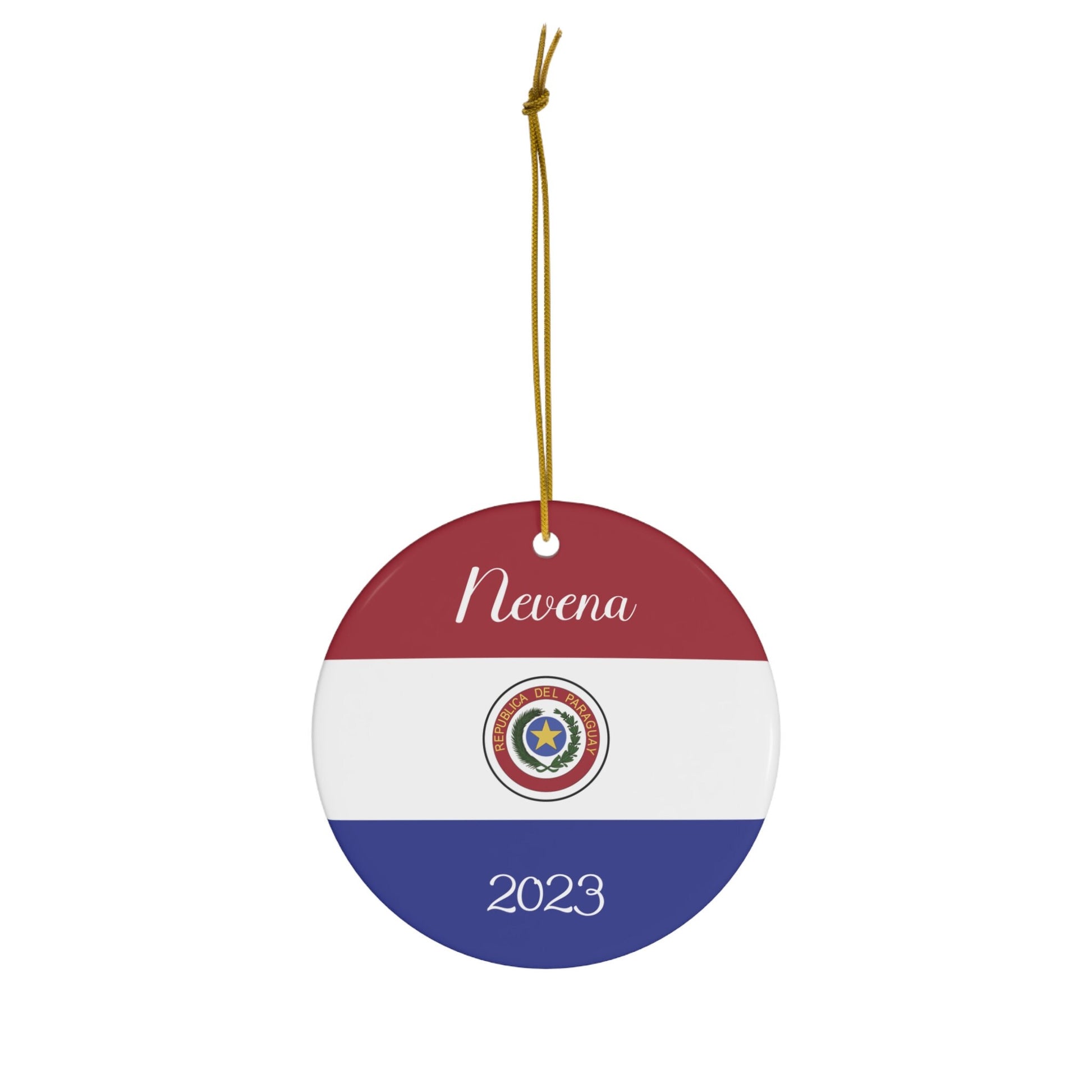 Personalized Paraguay Ceramic Christmas Ornament Paraguayan Flag Inspired Gift Holiday Decoration South America World Heritage Travel Themed