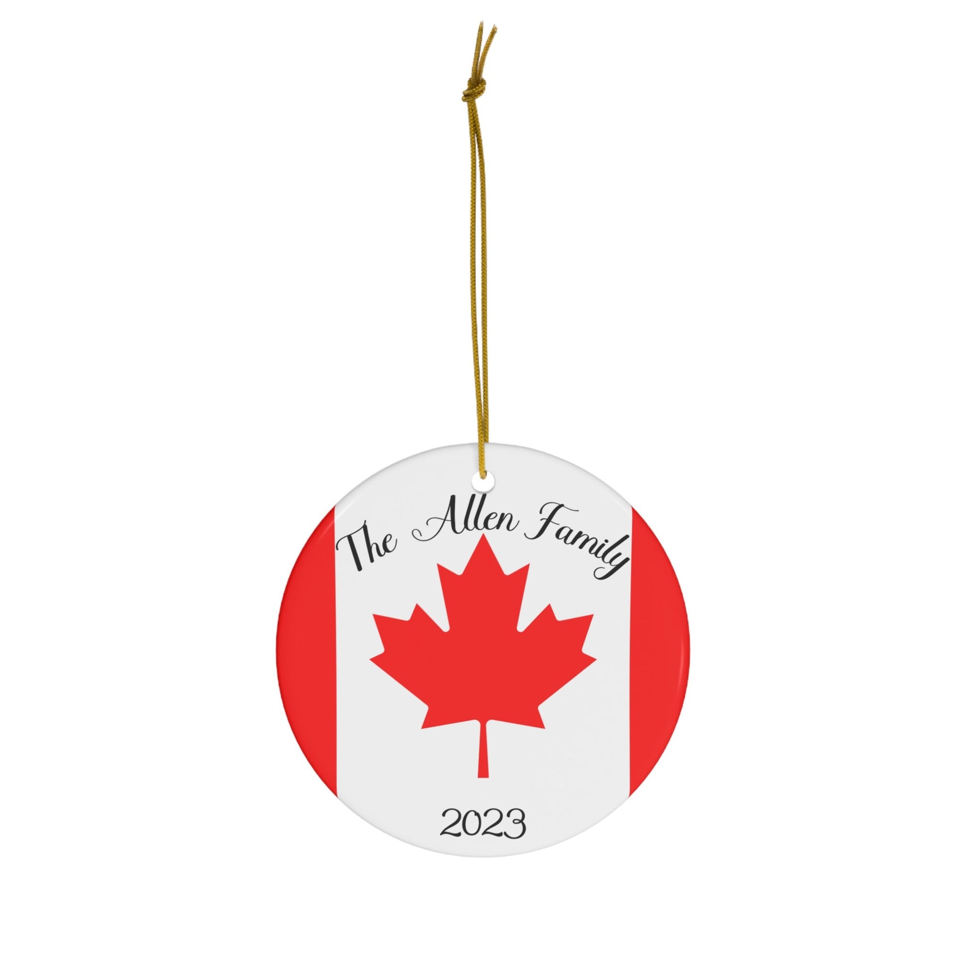 Personalized Canada Ceramic Ornament Christmas Decor Holiday Decorations Canadian Flag Print Maple Leaf Red White World Travel Gift Souvenir