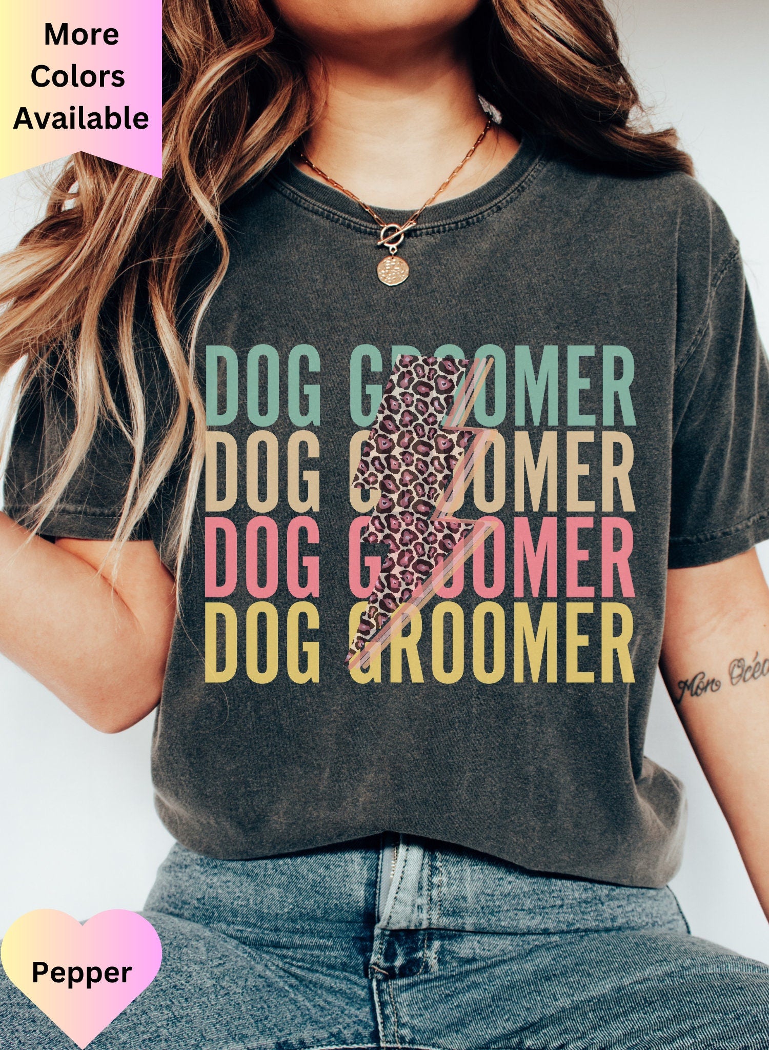 Comfort Colors Dog Groomer Tee, Retro Dog Groomer Lightning Bolt Shirt, Dog Groomer Gift, Womens Dog Grooming Tee,Vintage Dog Grooming Crew