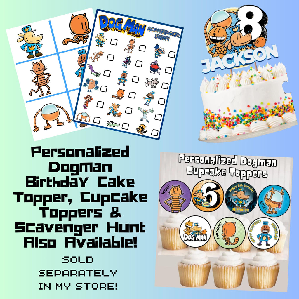 Personalized Dog Man Birthday Activity Placemat, Custom Dog Man Party Favor, Comic Book Character Party Games