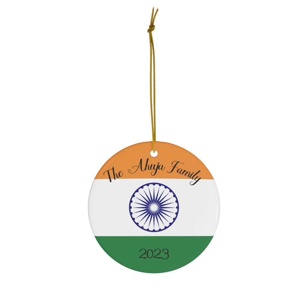 Personalized India Ornament, Christmas Decor, Holiday Decorations, Indian Flag Print, Delhi, Mumbai, Asia, World Travel, Gift, Souvenir