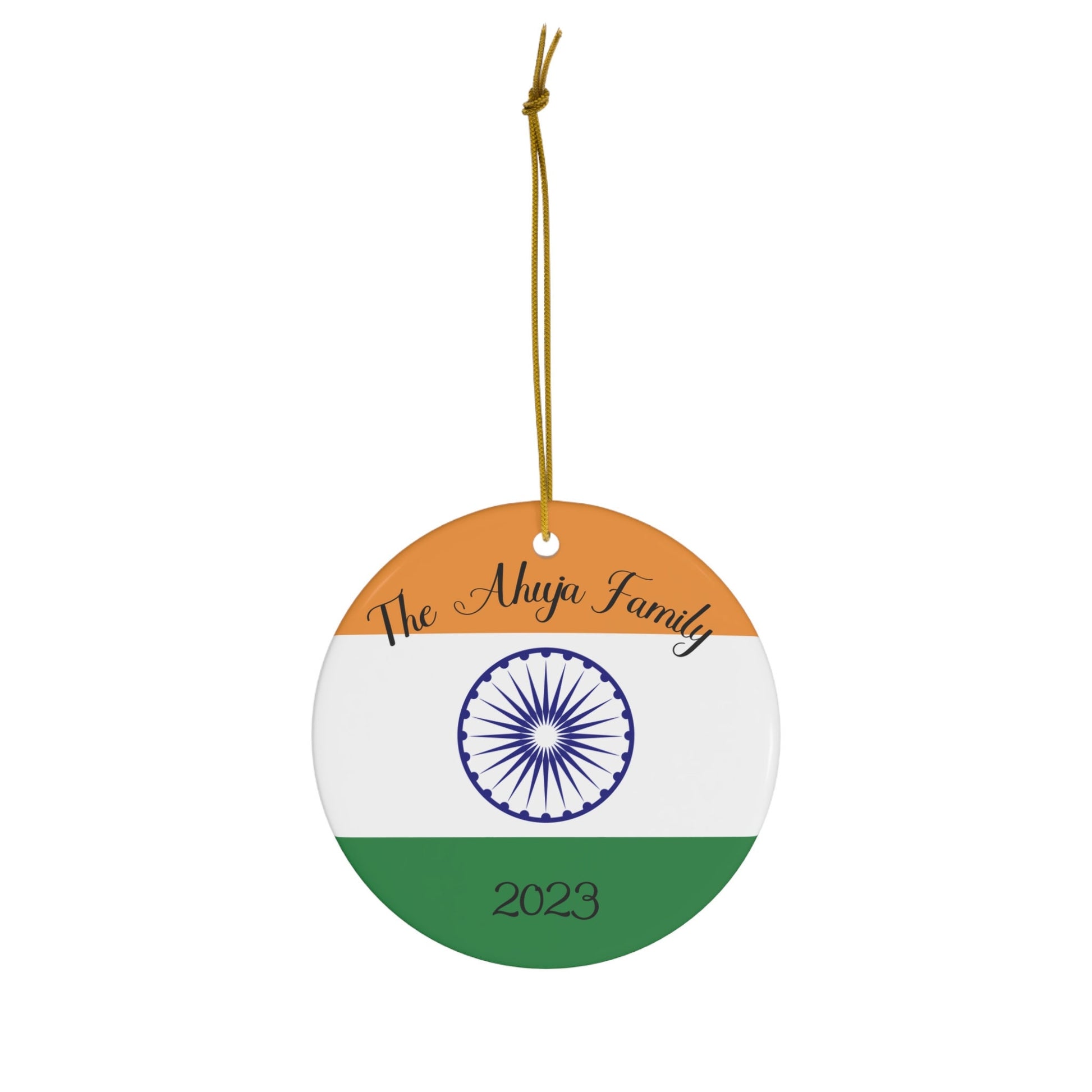 Personalized India Ornament, Christmas Decor, Holiday Decorations, Indian Flag Print, Delhi, Mumbai, Asia, World Travel, Gift, Souvenir