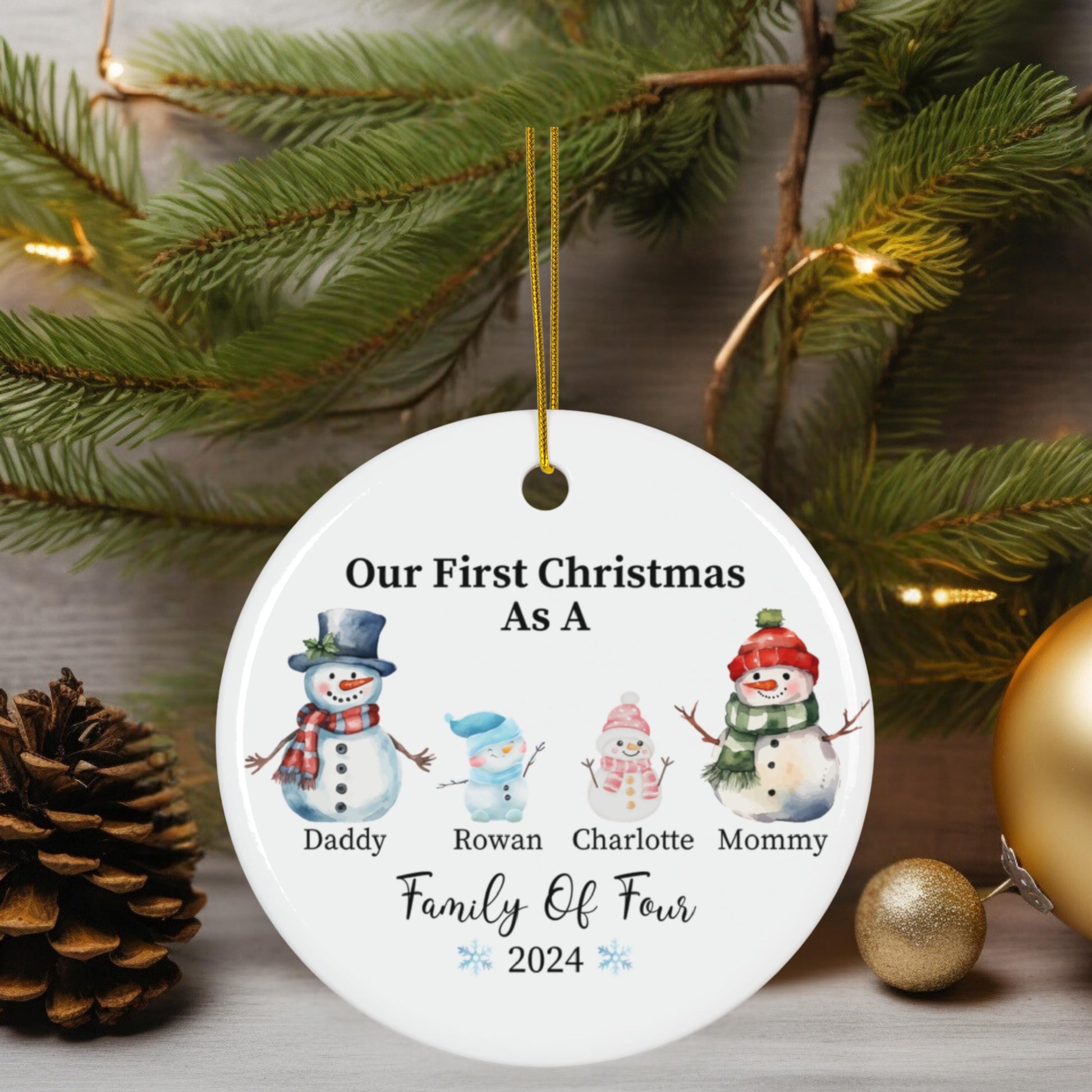 Family of Three Christmas Ornament, Family Ornament, Personalized Baby's First Christmas Ornament, First Christmas Family of 3 Ornament