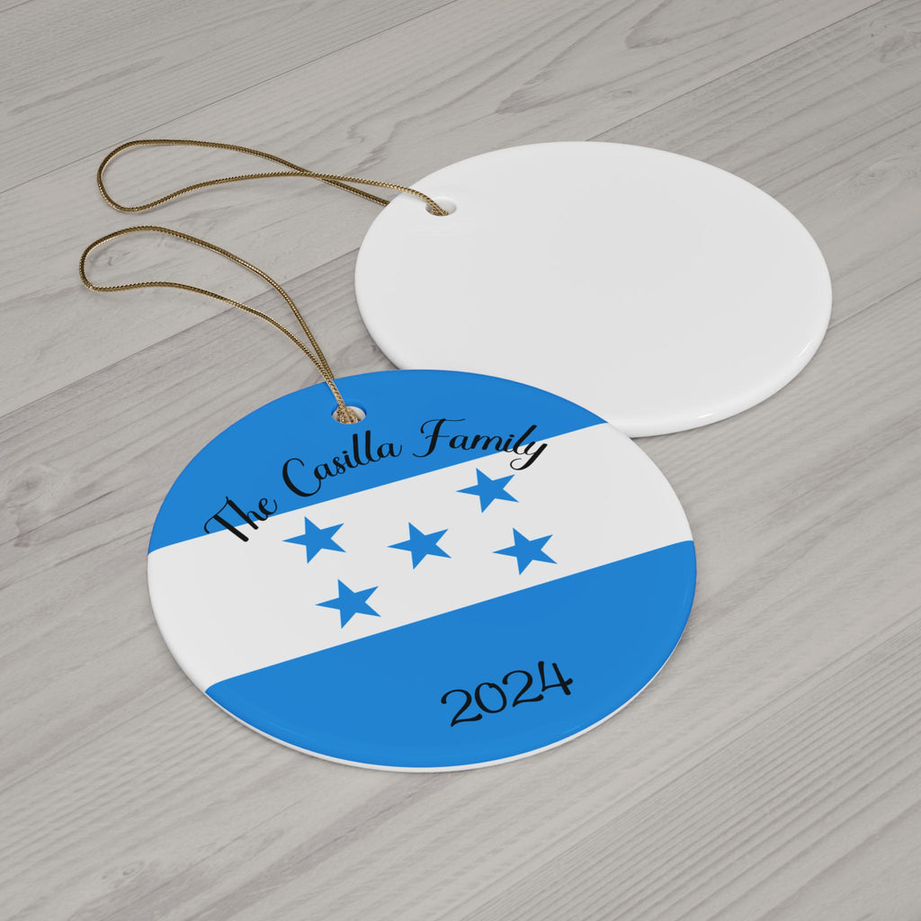 Personalized Honduras Flag Ornament, Honduran Flag Souvenir, Latin America, World Travel, Gift, Custom Honduran Gift, Blue White Stars Flag
