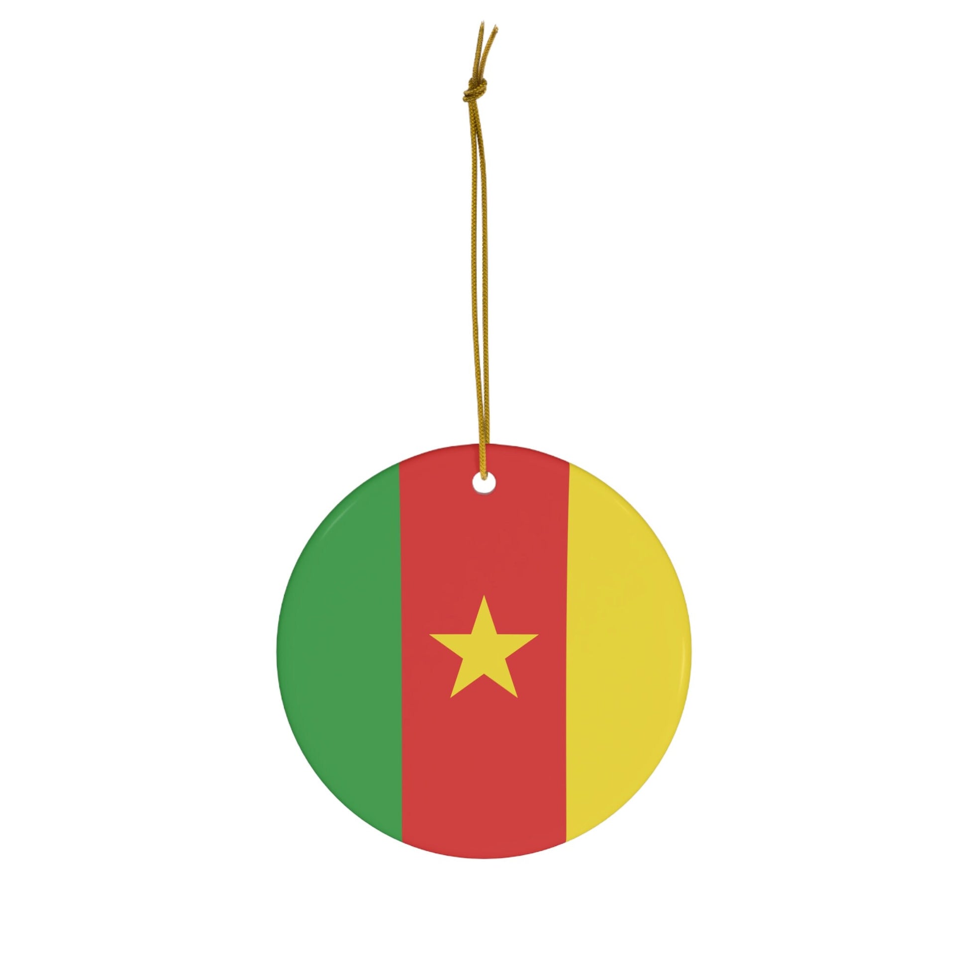 Personalized Cameroon Ceramic Christmas Ornament Cameroonian Flag Porcelain Gift Holiday Decoration Africa World Heritage Travel Souvenir