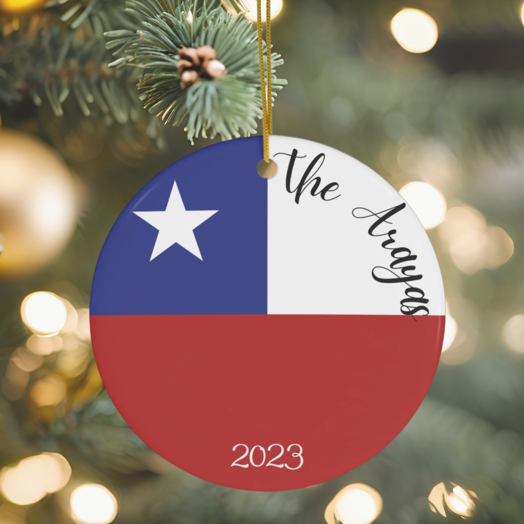 Personalized Chile Ceramic Christmas Ornament Chilean Flag Inspired Porcelain Gift Holiday Decoration South American Travel Souvenir Latina