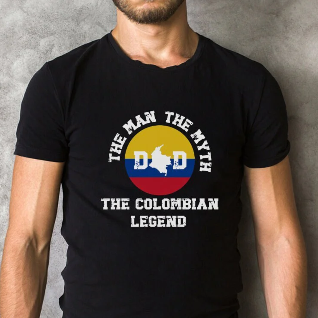 The Man The Myth The Colombian Legend Dad Shirt, Funny Fathers Day Gift Colombian Dad, Colombia Birthday Present, Colombia Flag T-Shirt