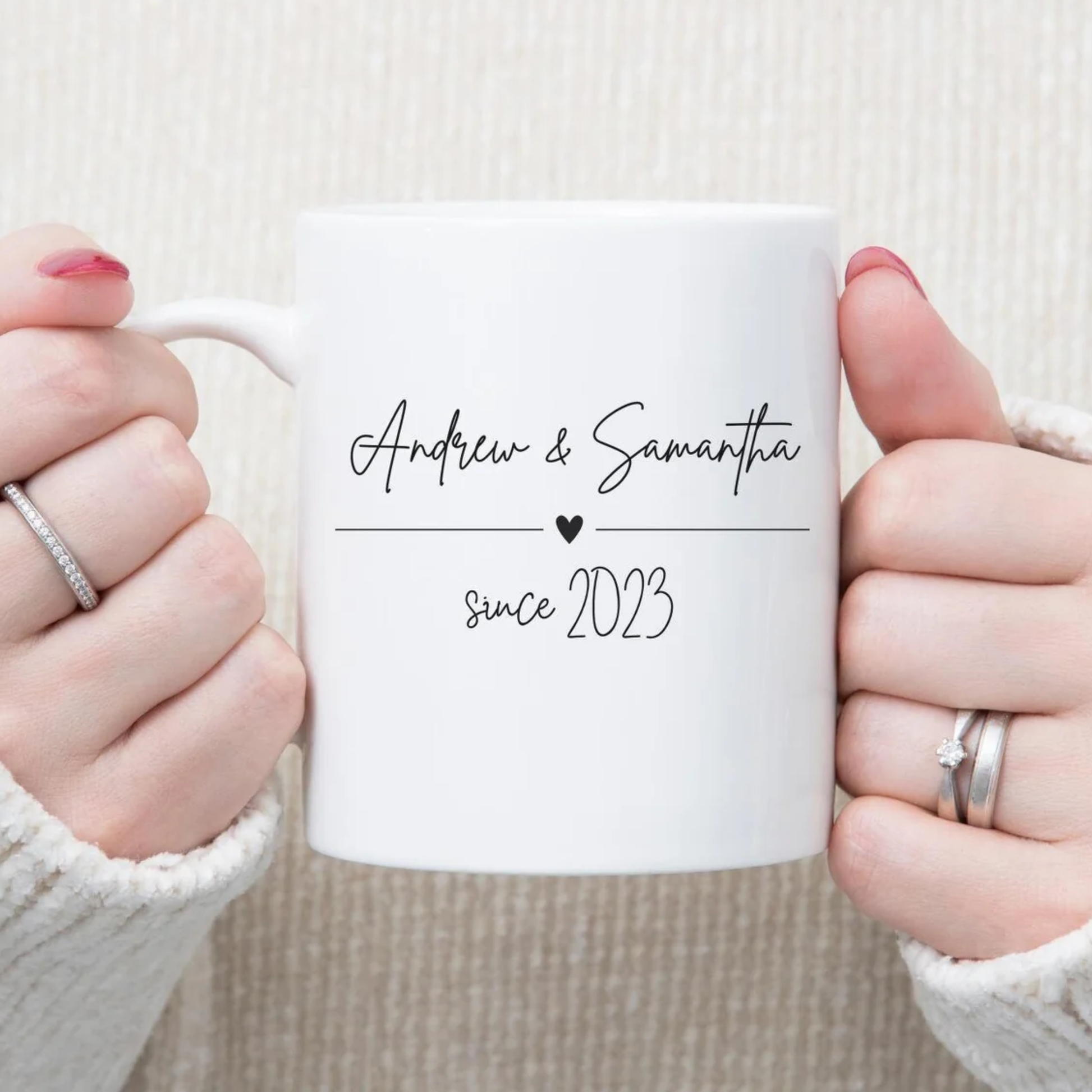 Personalized Relationship Mug, Valentines Day Gift, Anniversary Gift, Gift for him, Custom Name Date Keepsake, Gift for her, Minimalist Cup