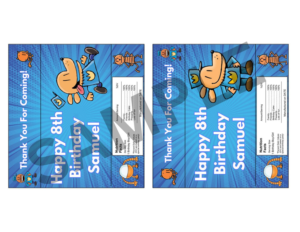 Personalized Dog Man Chocolate Bar Wrapper Labels, Custom Dog Man Chocolate Bar Wrapper, Dog Man Party Favor, Dog Man Party Decor